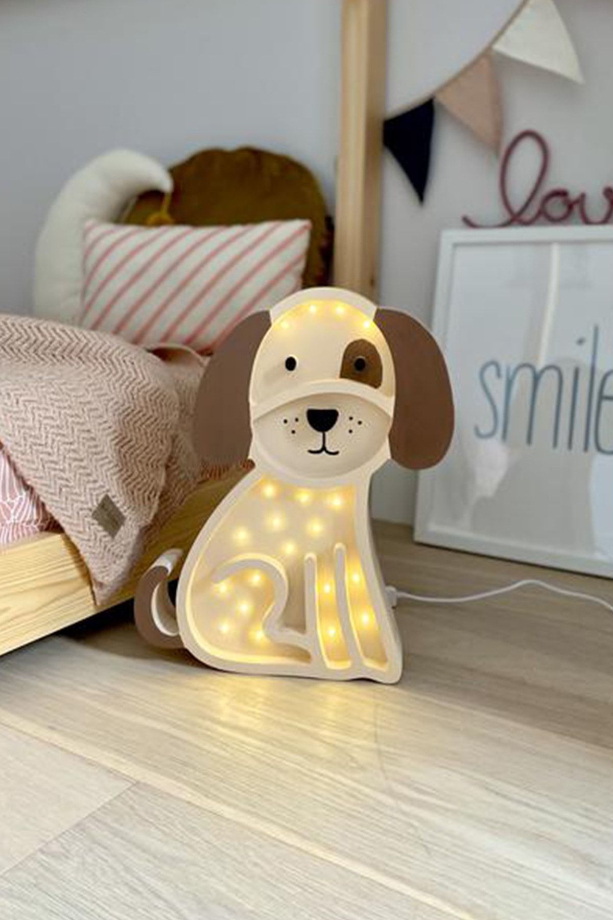 trendkonsept Çocuk Odası Aydınlatma, Gece Lambası, Köpek Ahşap (mdf) Led Gece Lambası, Bebek Odası Gece Lambası
