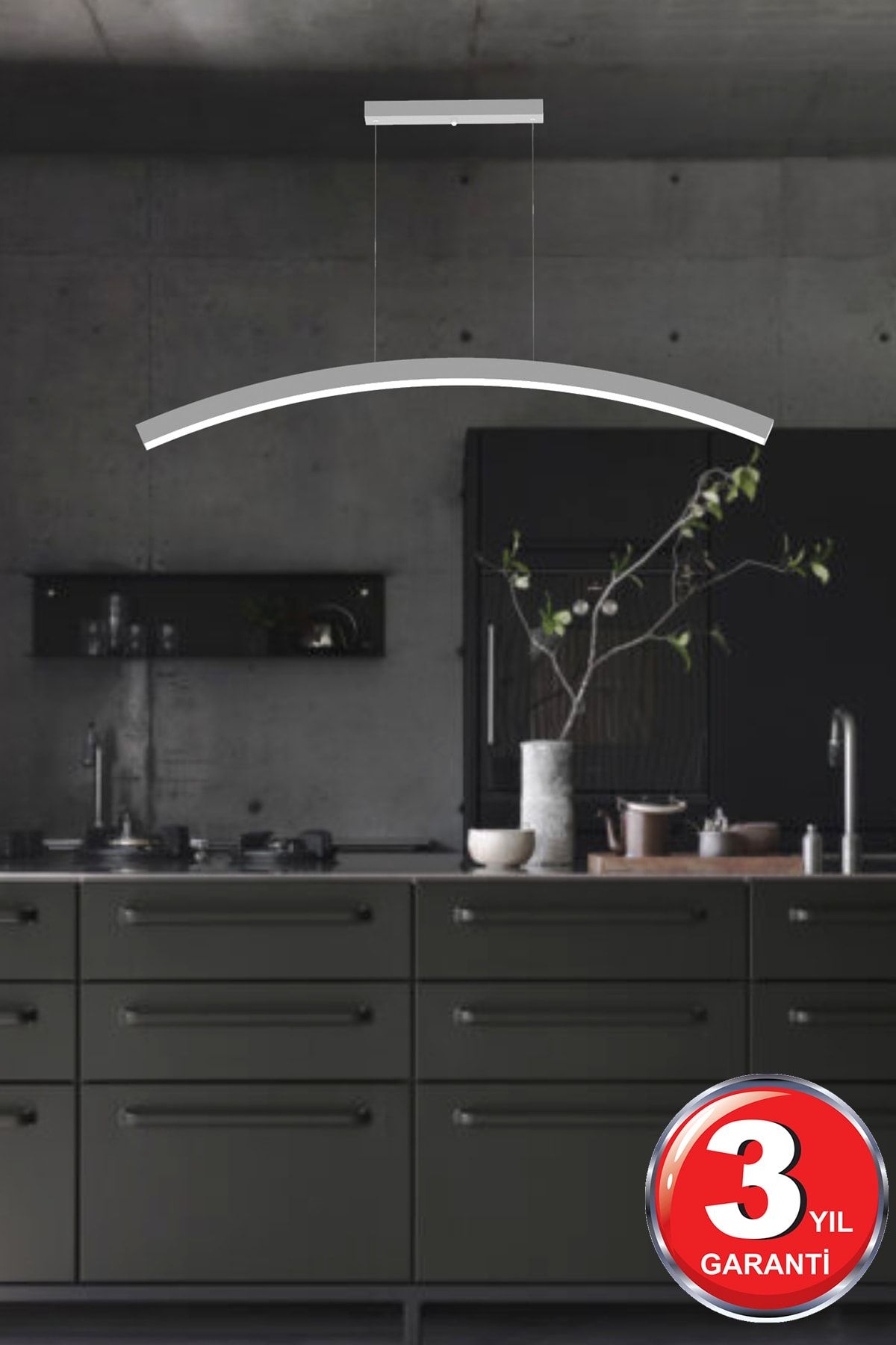 Hegza Lighting Luna ( Gri Kasa, Beyaz Işık ) Ledli Modern Led Avize
