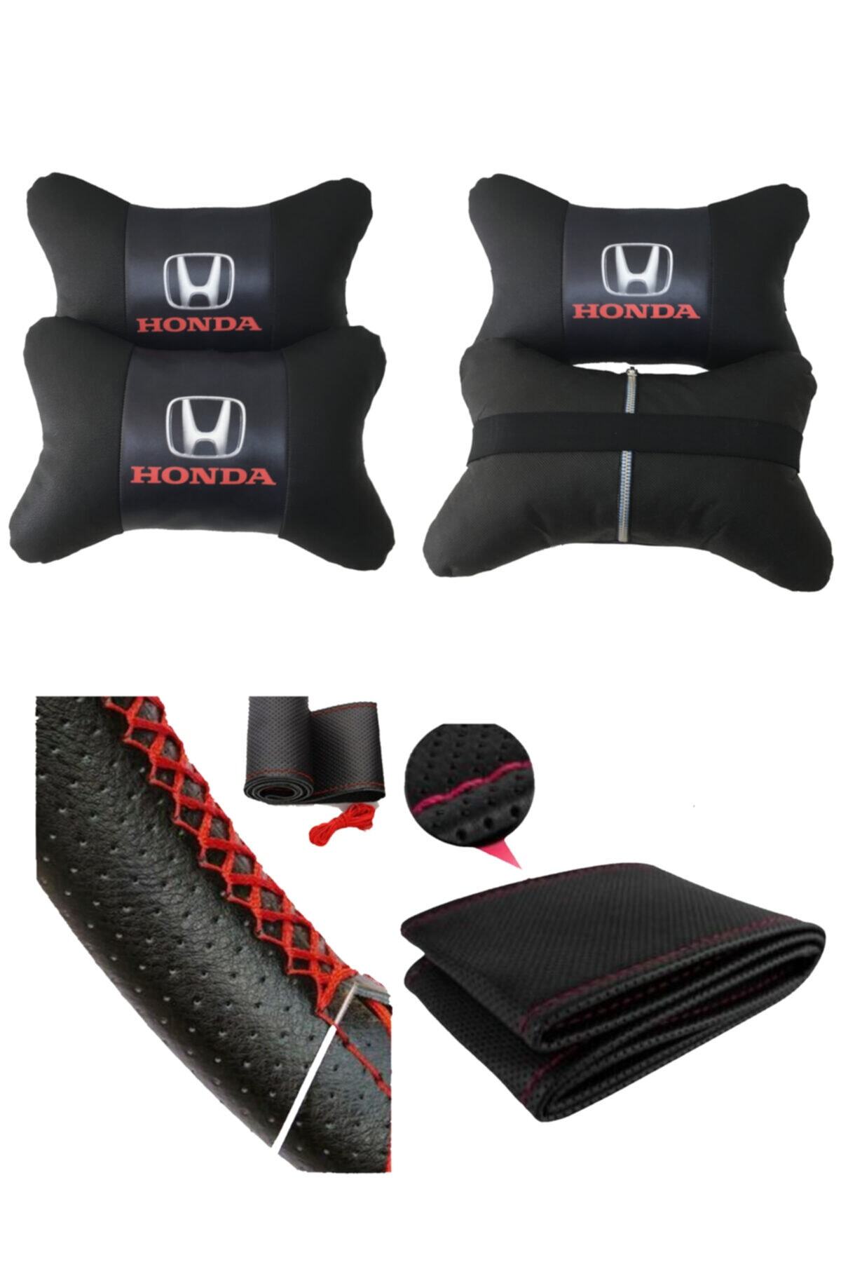 AYAZGURUP Honda Civic (2008 Ve 2010) Dikmeli Direksiyon Kılıfı + 5d Ortopedik Boyun Yastığı (2 Li Set)