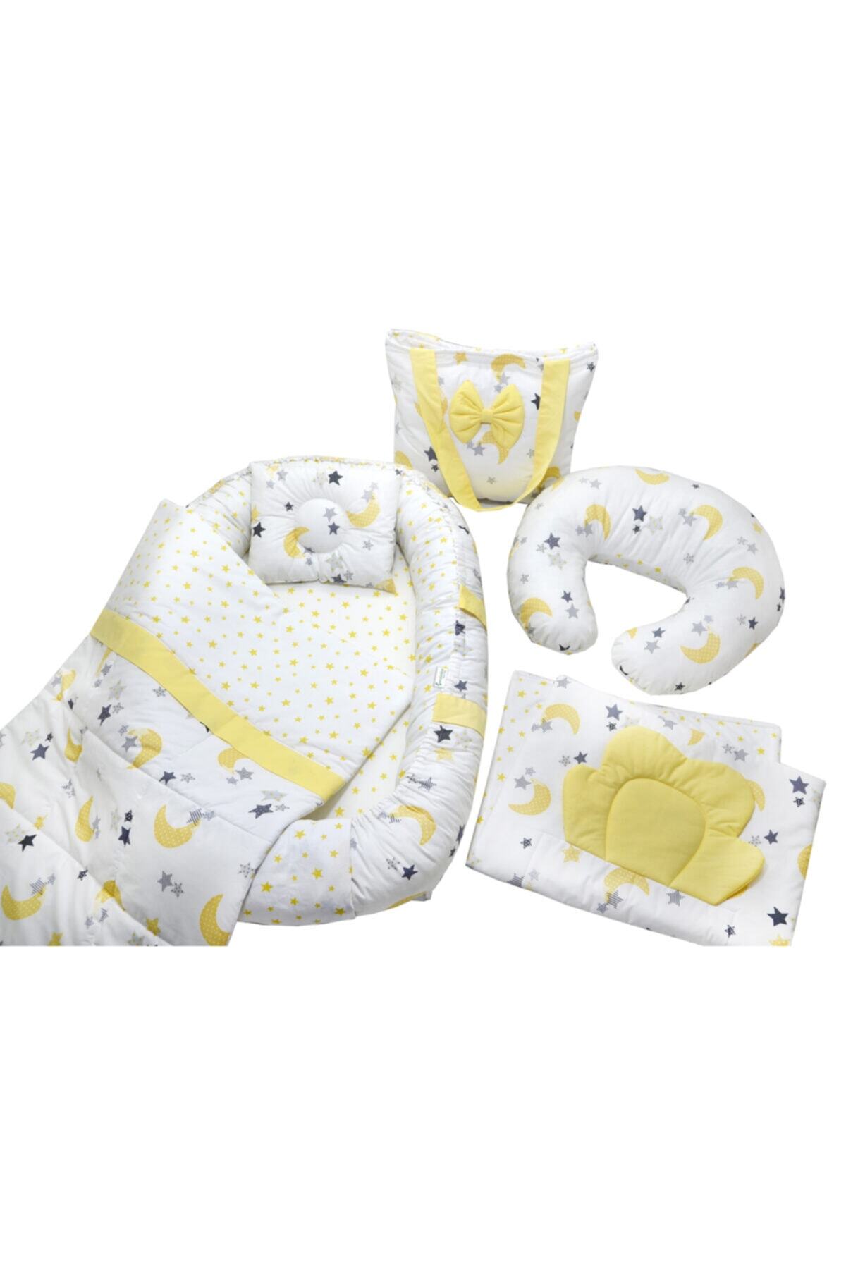 berababy Babynest Çantalı Sarı Ay Model Bebek Yuvası 5 Parça Set