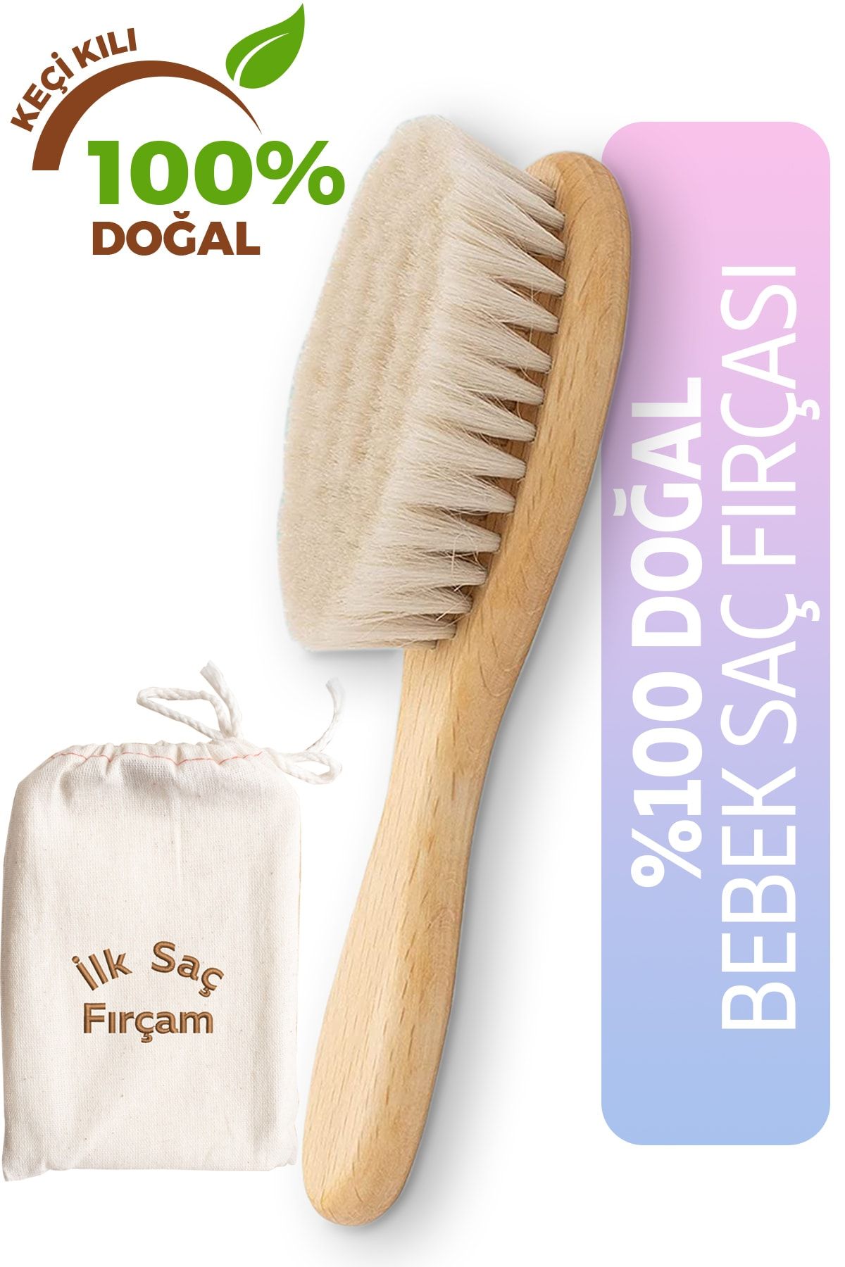 Enjoymydesign Doğal Bebek Saç Fırçası Yumuşak Bebek Tarağı Keçi Kılı