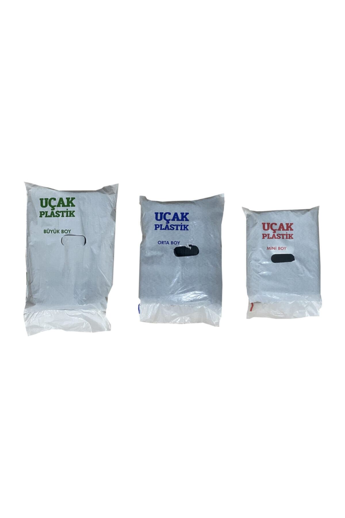 Uçak Plastik Siyah Market Poşeti Büyük-orta-mini Boy 3'lü