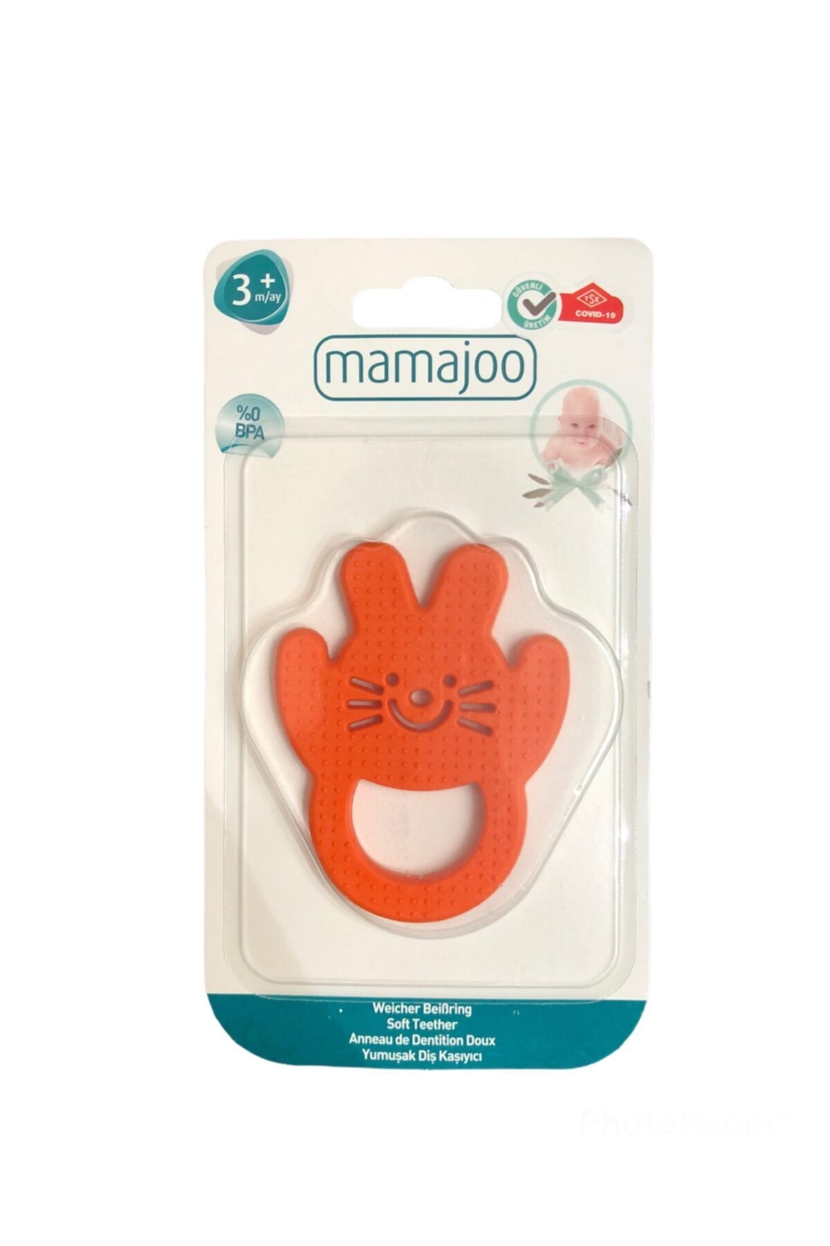 Mamajoo Yumuşak Diş Kaşıyıcı - Kedi Figürlü Turuncu