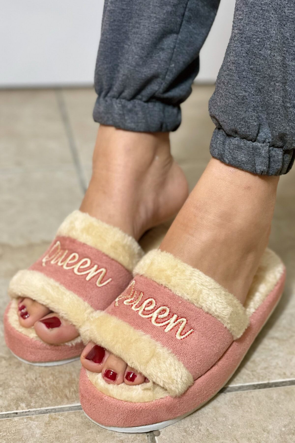 MorHanem Queen Model Puf Kadın Ev Terliği