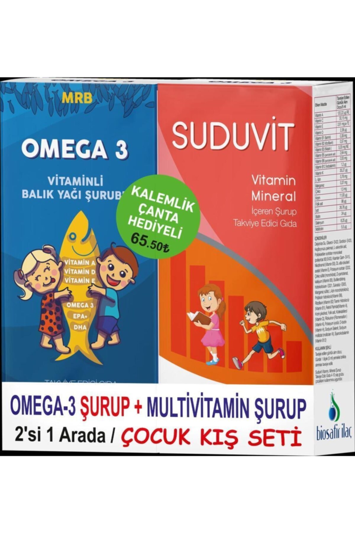 MRB Omega 3 Şurup 100 Ml + Suduvit Multivitamin Şurup 100 Ml (kalemlik Çanta Hediyeli)