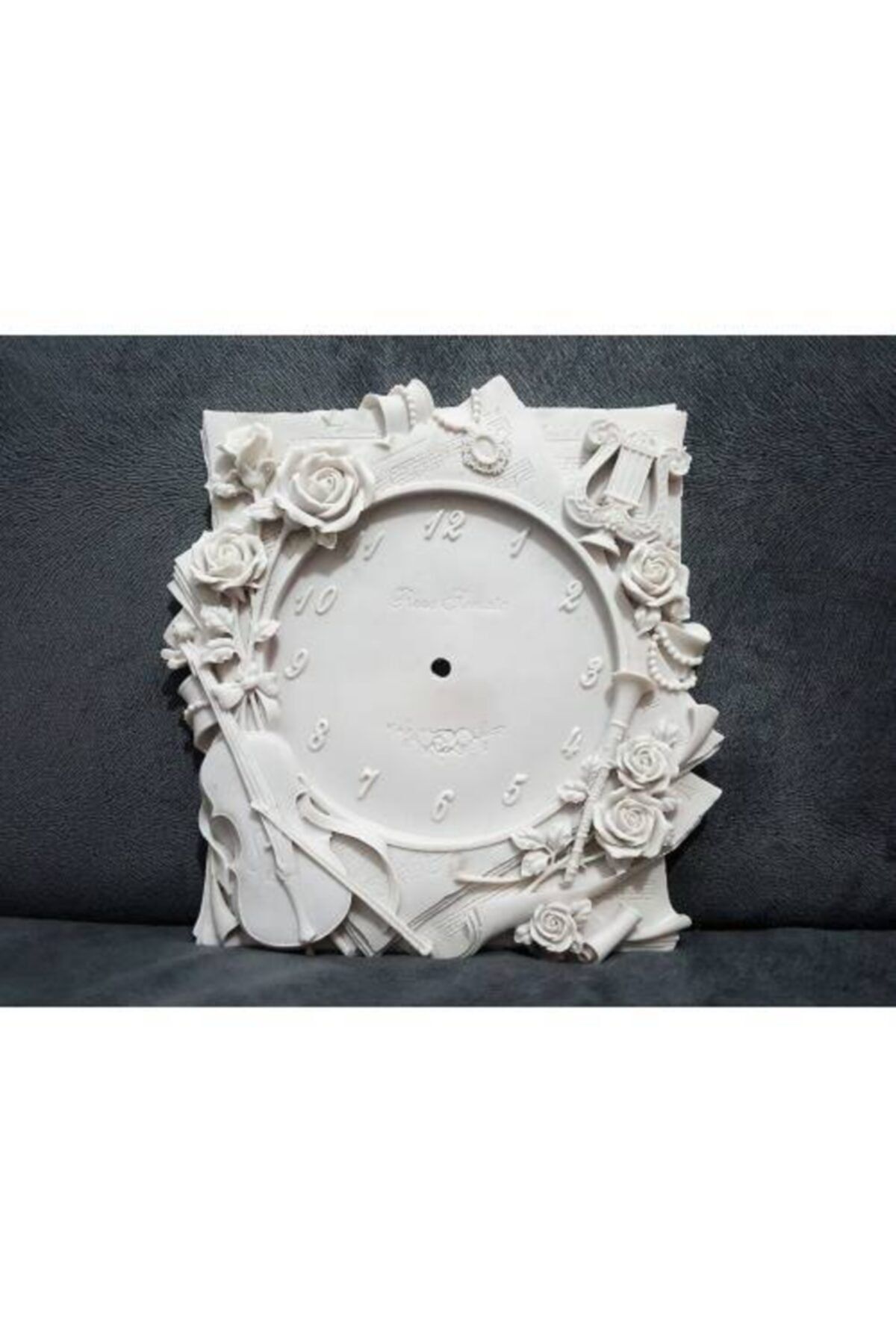morlalem Keman Müzik Kabartmalı Saat 28cm Silikon Kalıp K-906