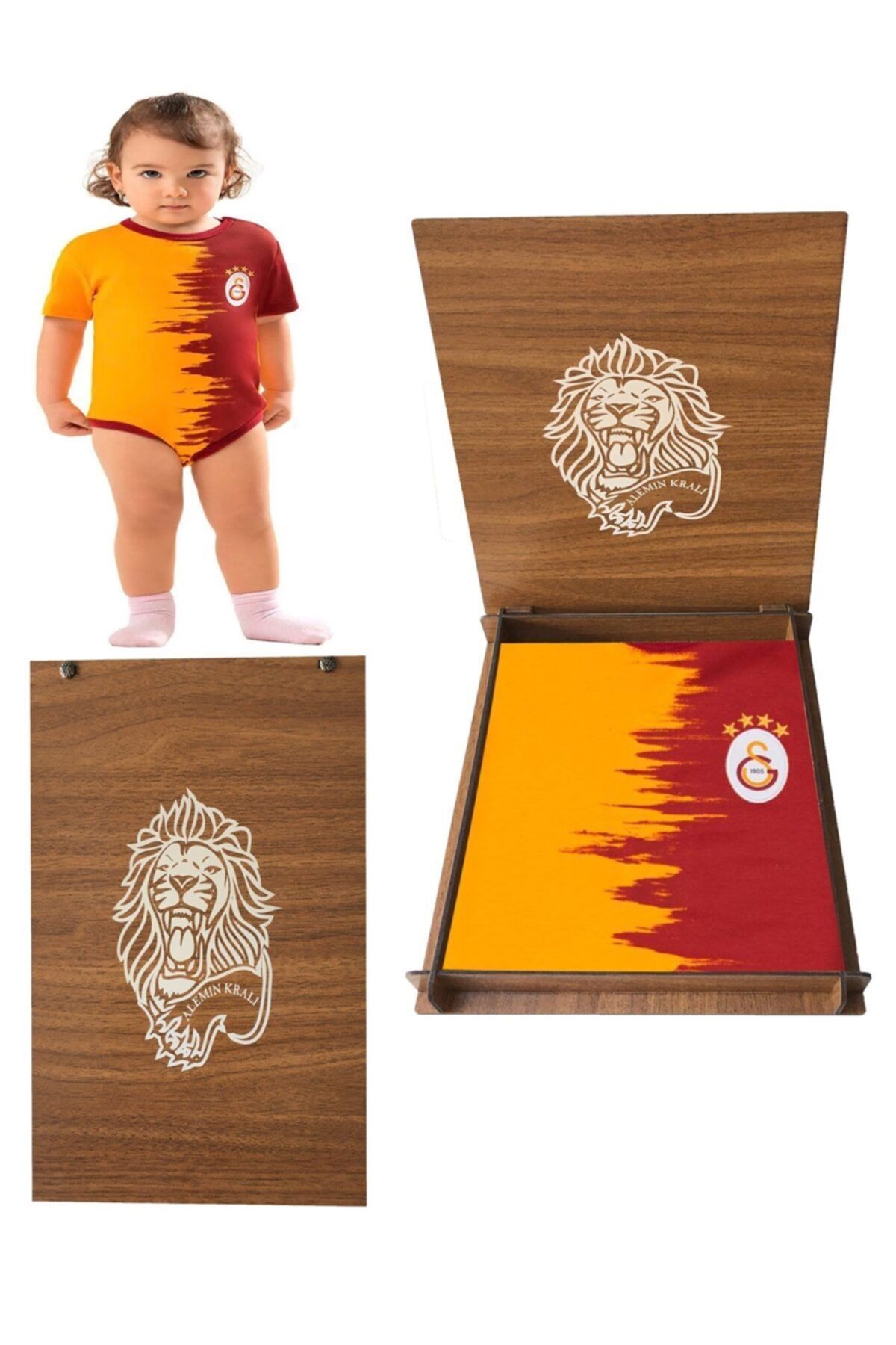 Galatasaray Bebek Lisanslı Parçalı Forma Body Hediye Aslan Ahşap Kutulu