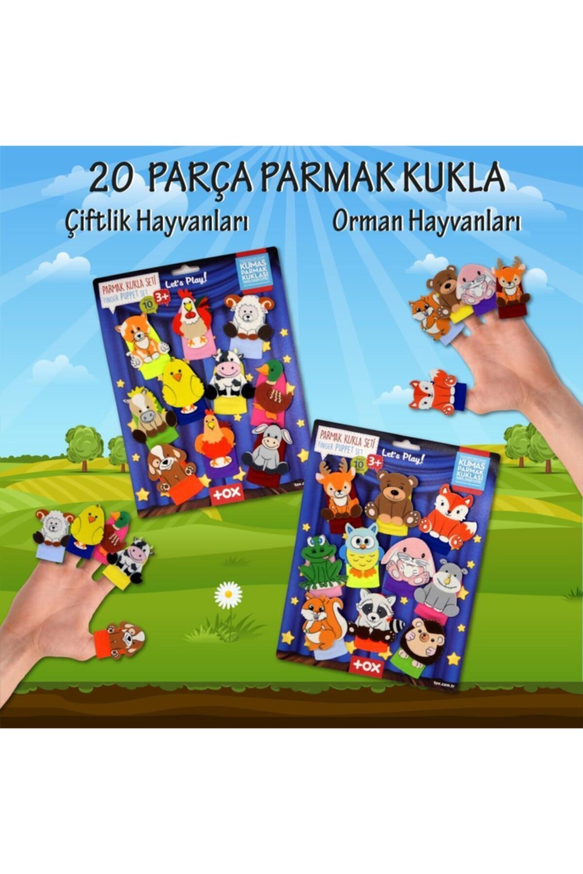 Tox 2 Set - 20 Parça Orman Ve Çiftik Hayvanlar Parmak Kukla T218 T220