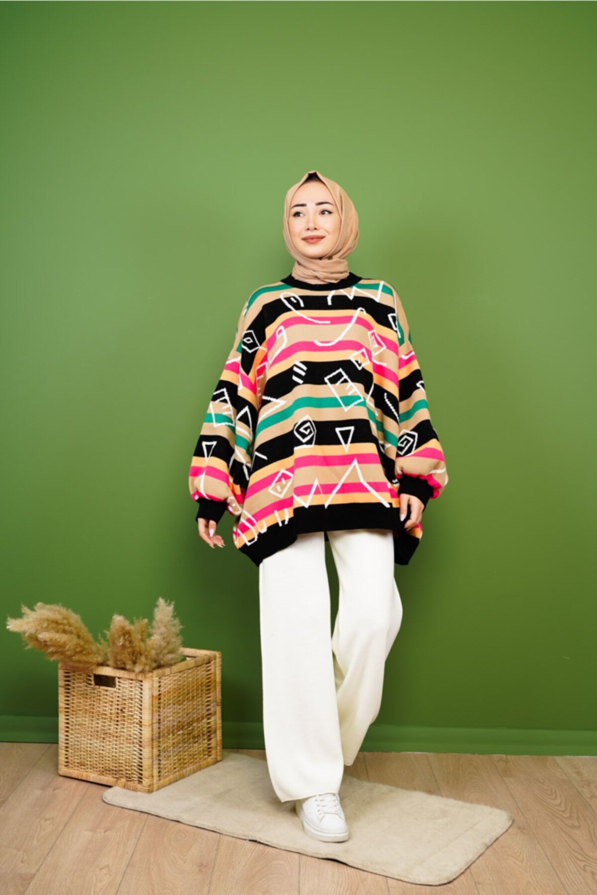 KAMİL KESKİN Renkli Oversize Kazak