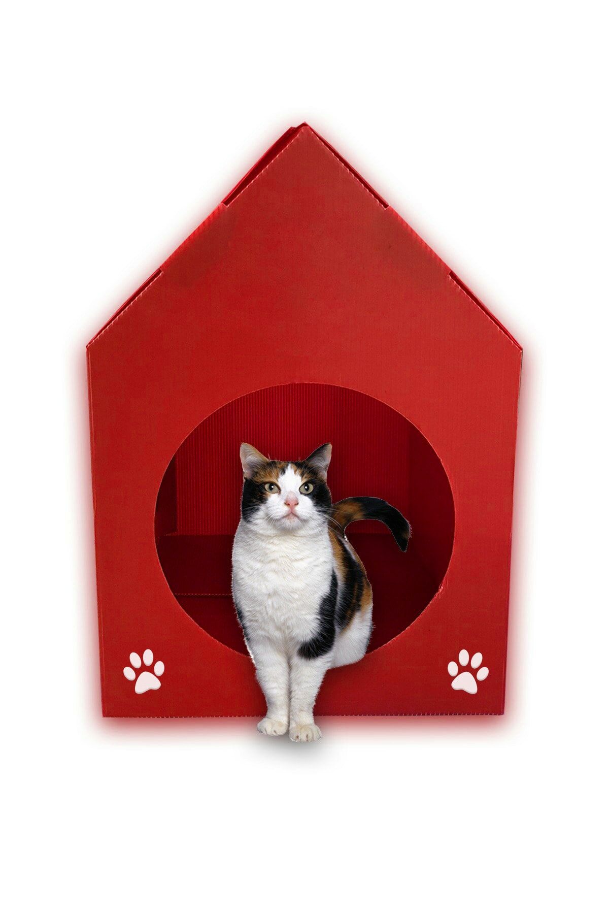 Pati Mama Patili Kedi Evi - Kedi Yuvası - Plastik Kedi Kulübesi - Kedi Yatağı - Kırmızı