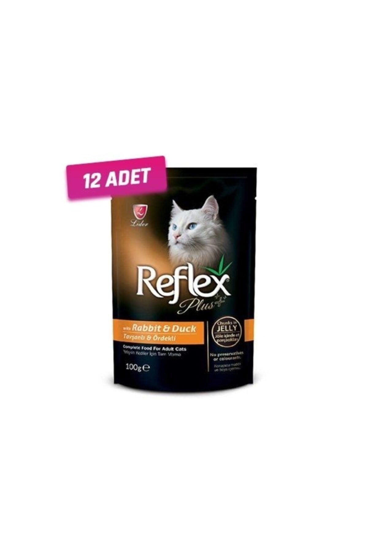 Reflex Plus 12 Adet - Tavşan Ve Ördekli Jöle Içinde Et Parcacıklı Pouch Kedi Konservesi 100 Gr