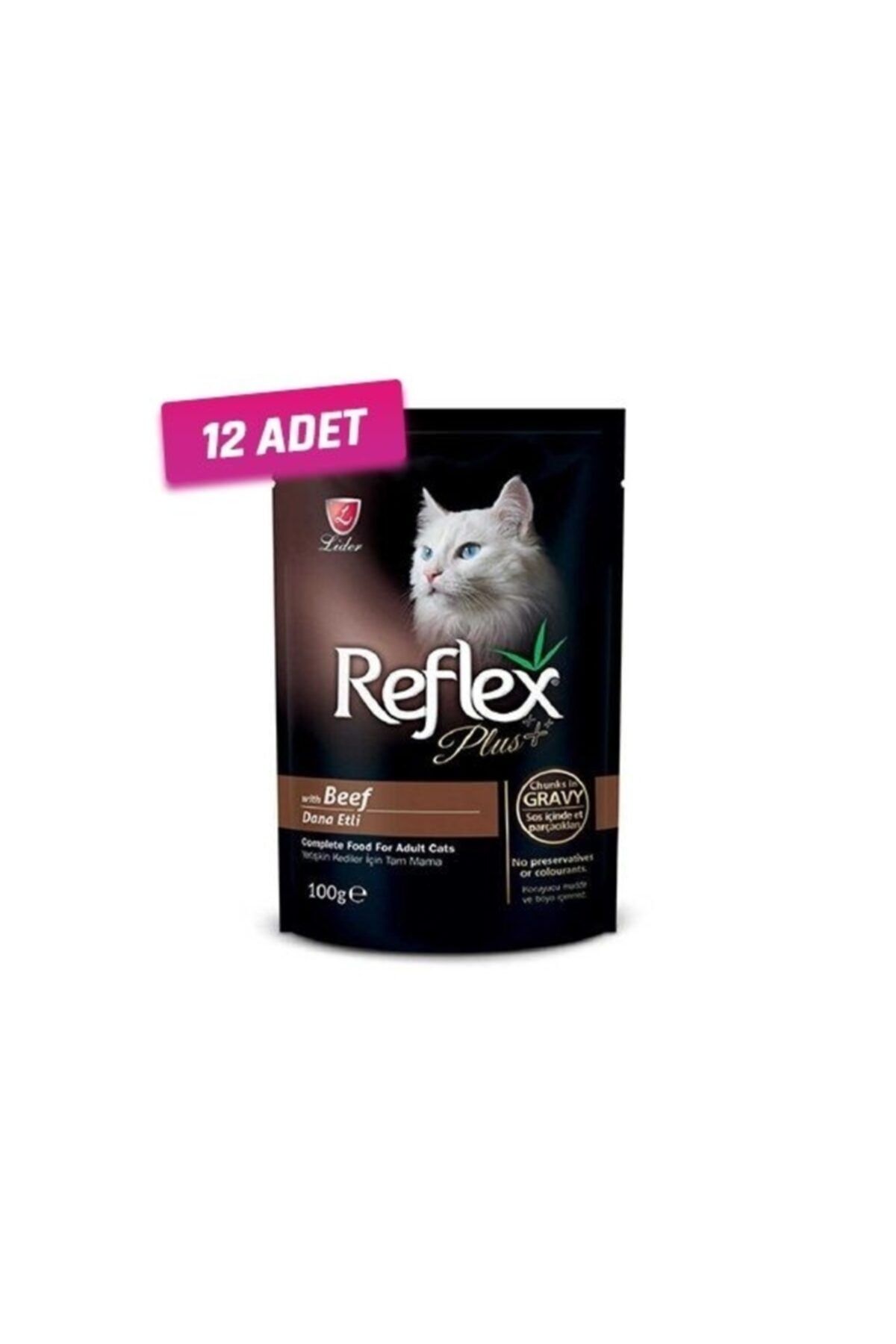 Reflex Plus 12 Adet - Biftekli Pouch Kedi Konservesi 100 Gr