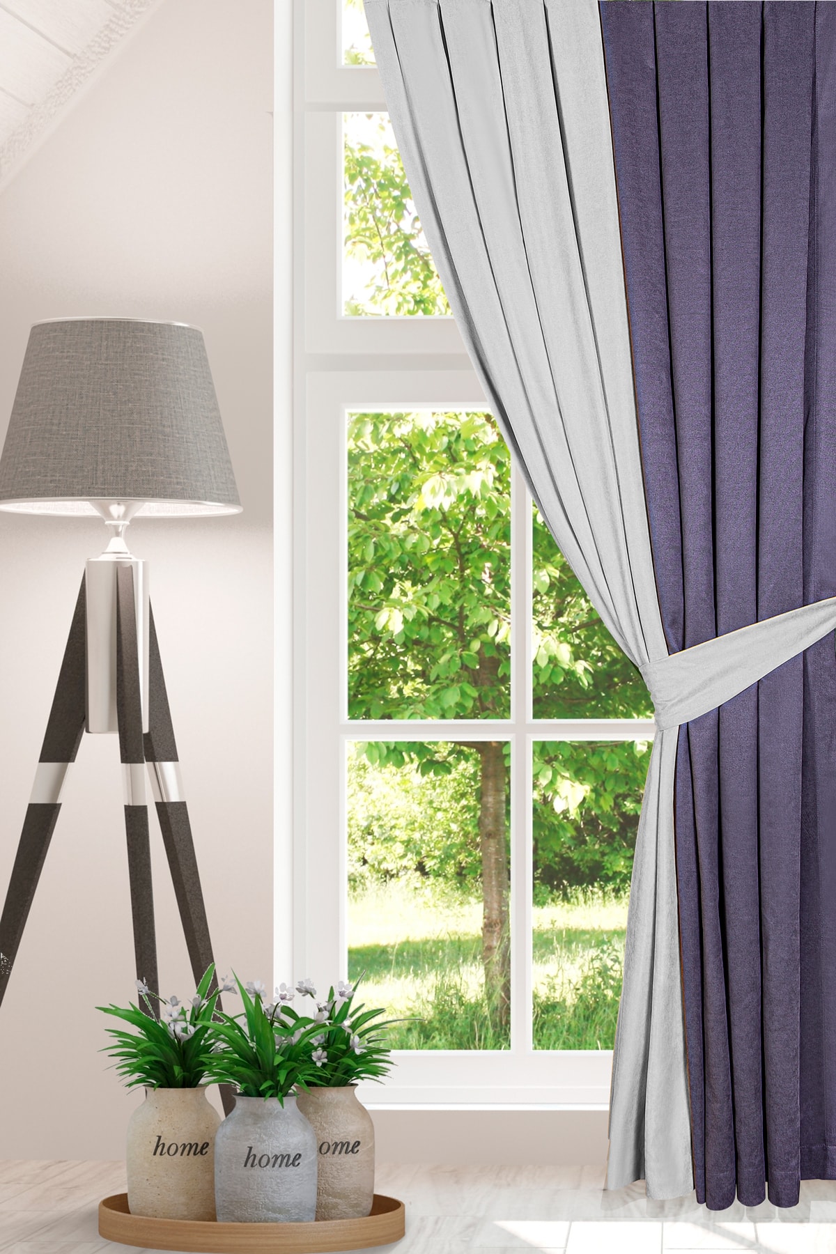 by akın collection Açık Gri Antrasit Çift Renk 1e3 Sık Pileli Ada Fon Perde