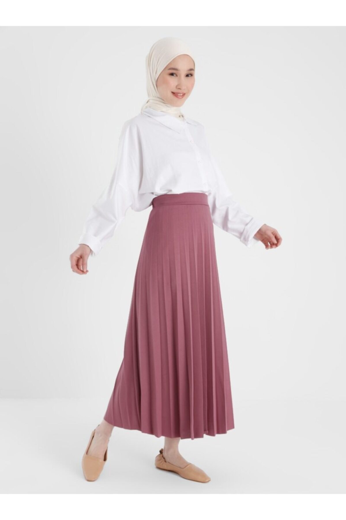 Refka Piliseli 90 Cm Etek - Gül Kurusu - Woman