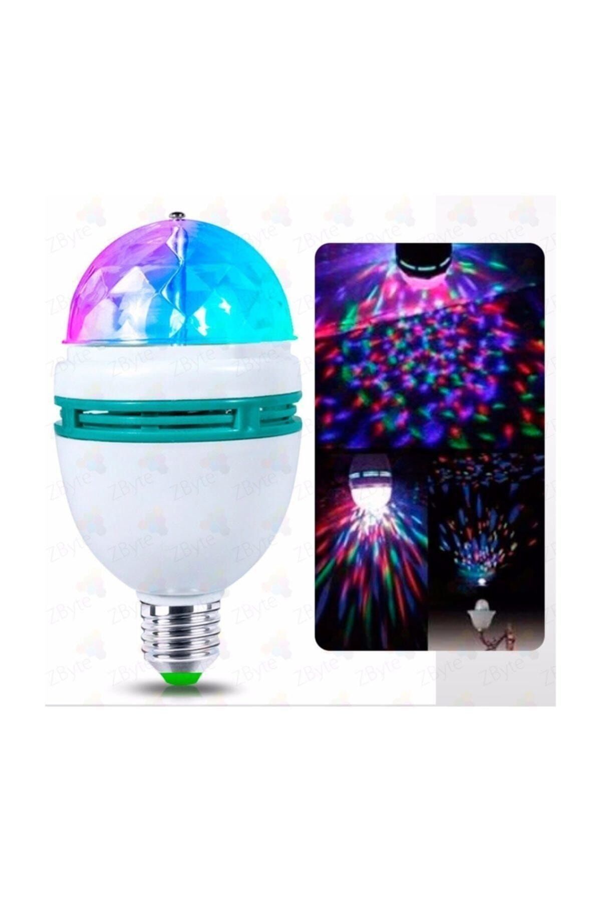KİNGDOWS Renkli Disko Ampülü Hareketli 360 Derece Dönen Disco Topu Led Disko Dönen Ampul