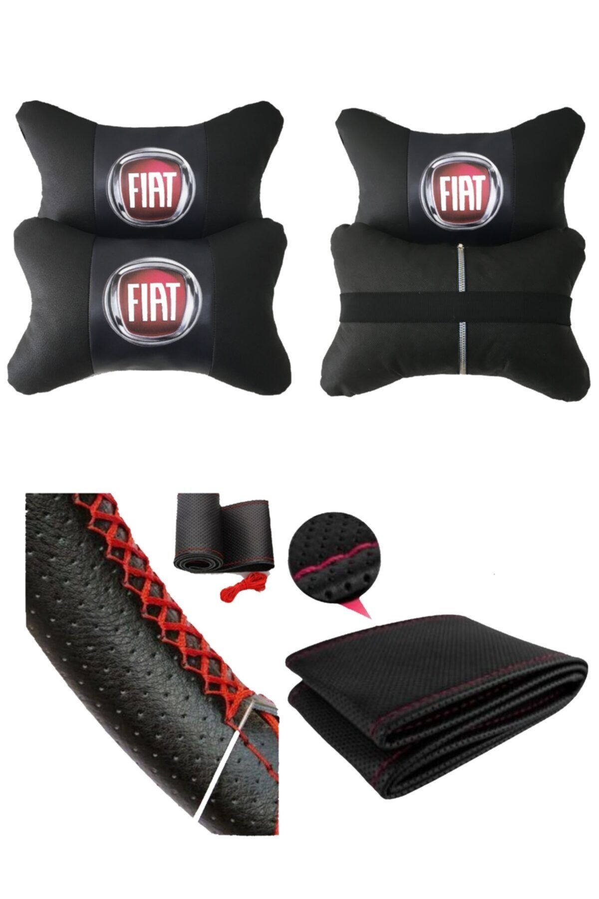 AYAZGURUP Fiat Palio Dikmeli Direksiyon Kılıfı + 5d Ortopedik Boyun Yastığı (2 Li Set)
