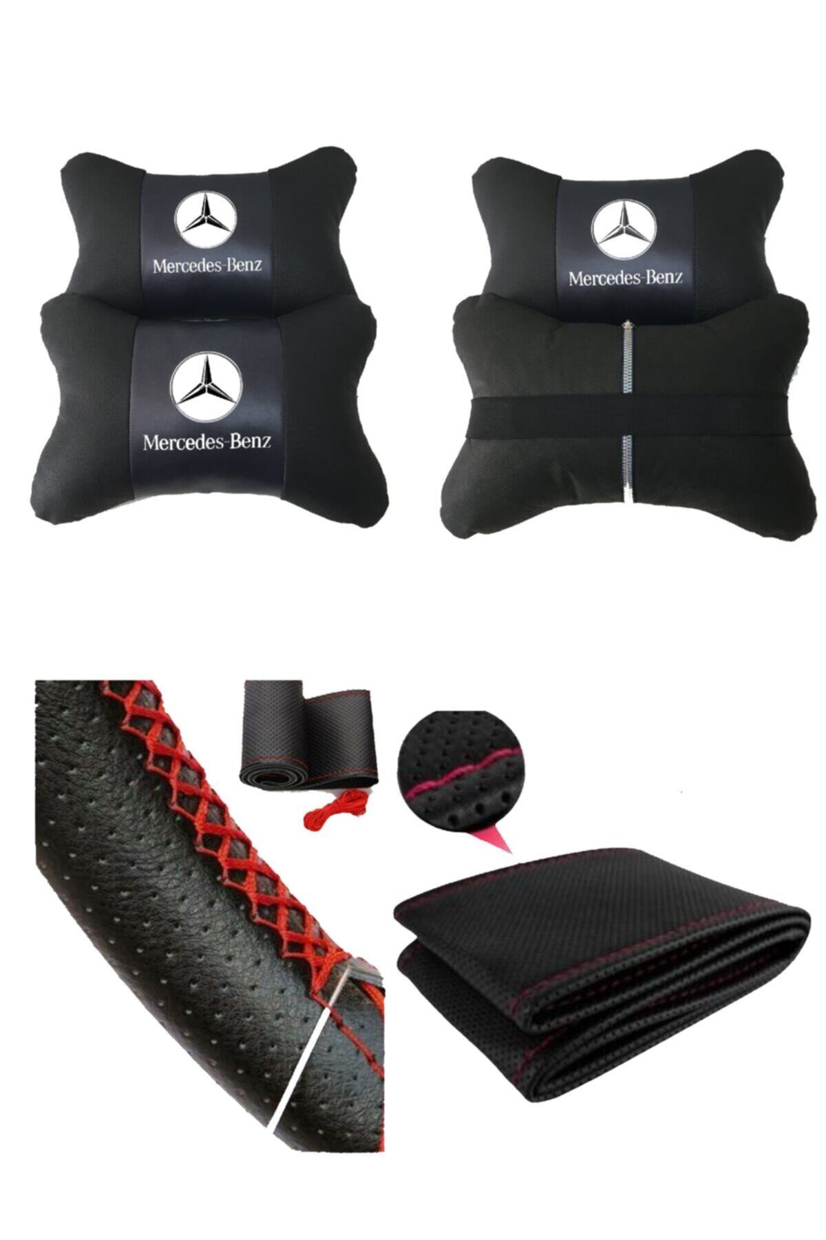AYAZGURUP Mercedes - Benz X Dikmeli Direksiyon Kılıfı + 5d Ortopedik Boyun Yastığı (2 Li Set)