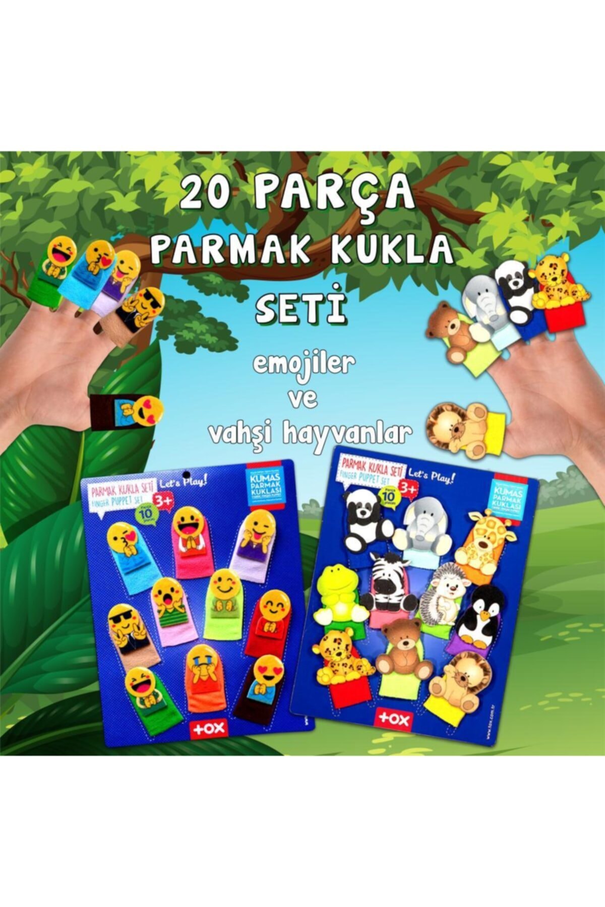 Tox 2 Set - 20 Parça Emojiler Ve Vahşi Hayvanlar Parmak Kukla T106 T781