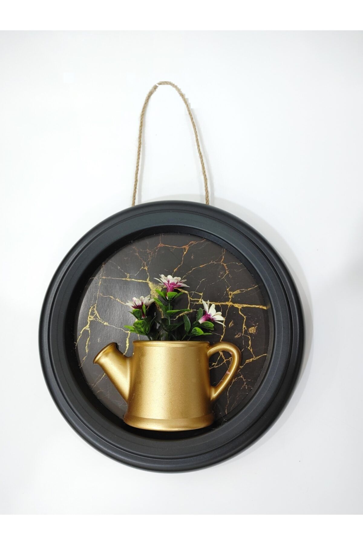 Eva Dekor Yuvrlak Çerçeve Mor Nar Çiçekli Duvar/kapı Süsü 25cm