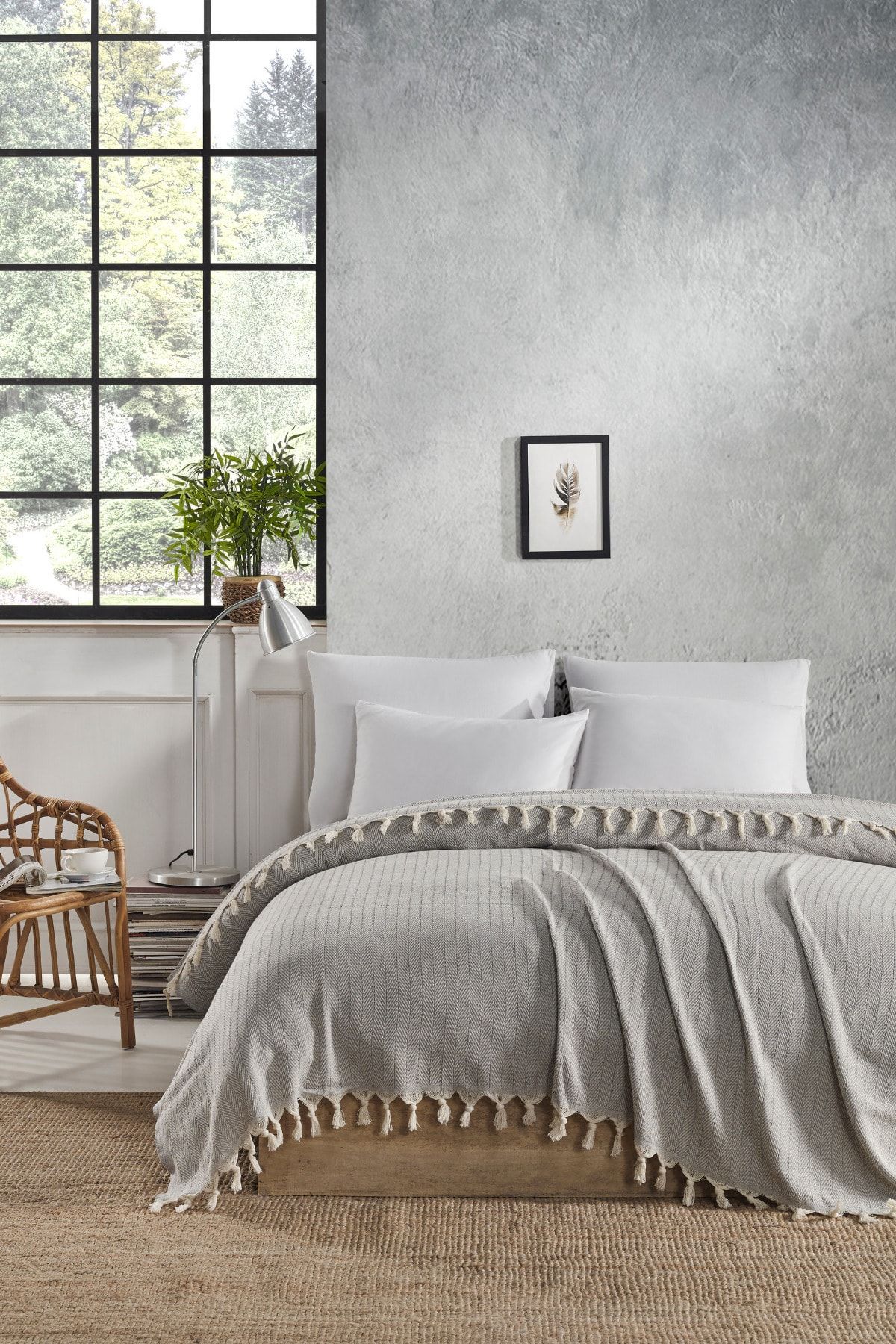 Canavice Lavin Model Gri Çift Kişilik Pike 1500gr. 200x230cm