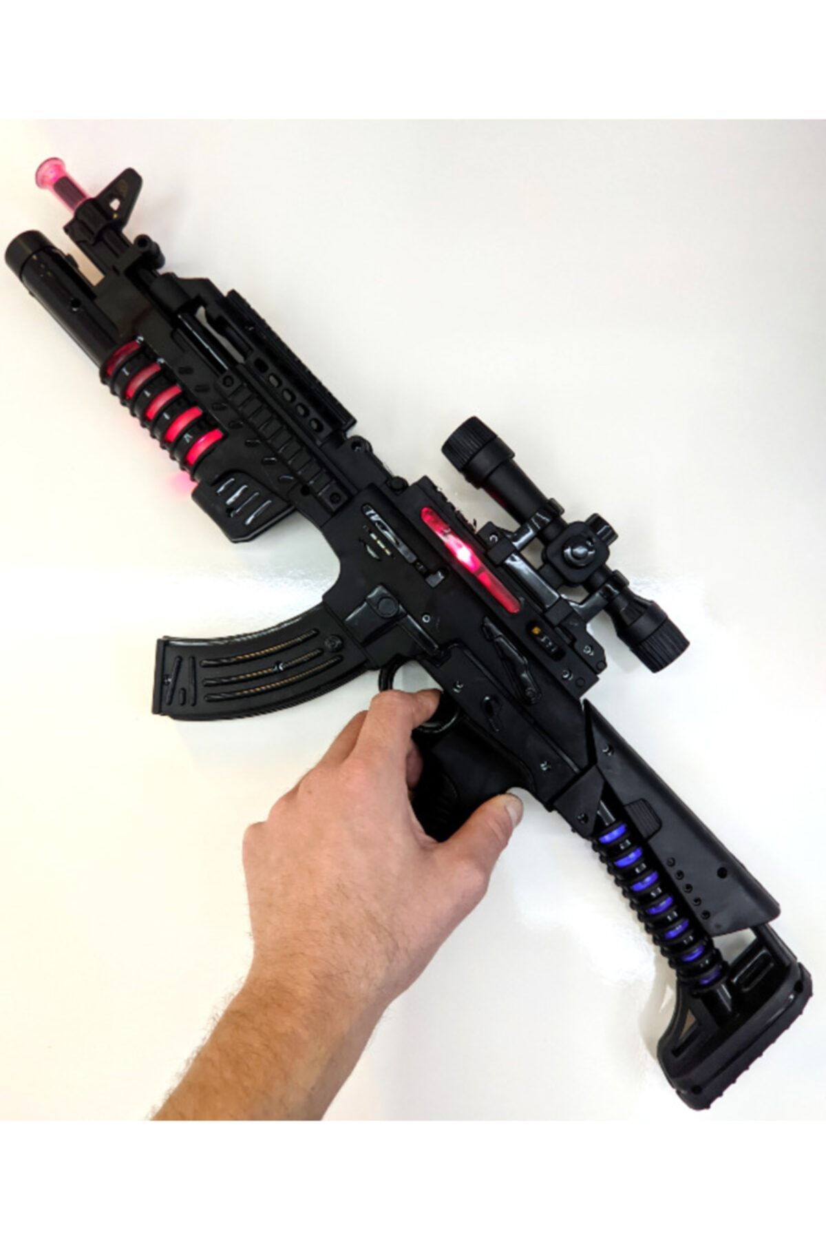 SLV Pilli,ışıklı Ve Sesli Counter - Strike Siyah Komando Taramalı Otomatik Saldırı Tüfeği 58cm