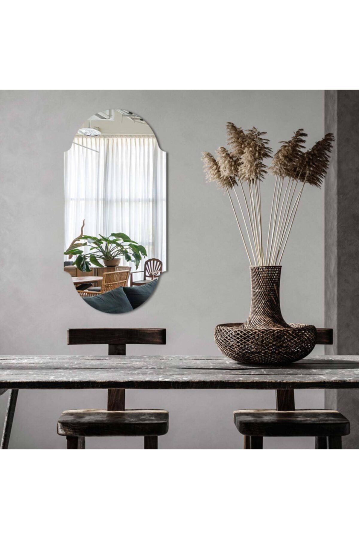 tino furniture Retro Bronz Duvar Hol Antre Aynası Dekoratif Ayna 90x45
