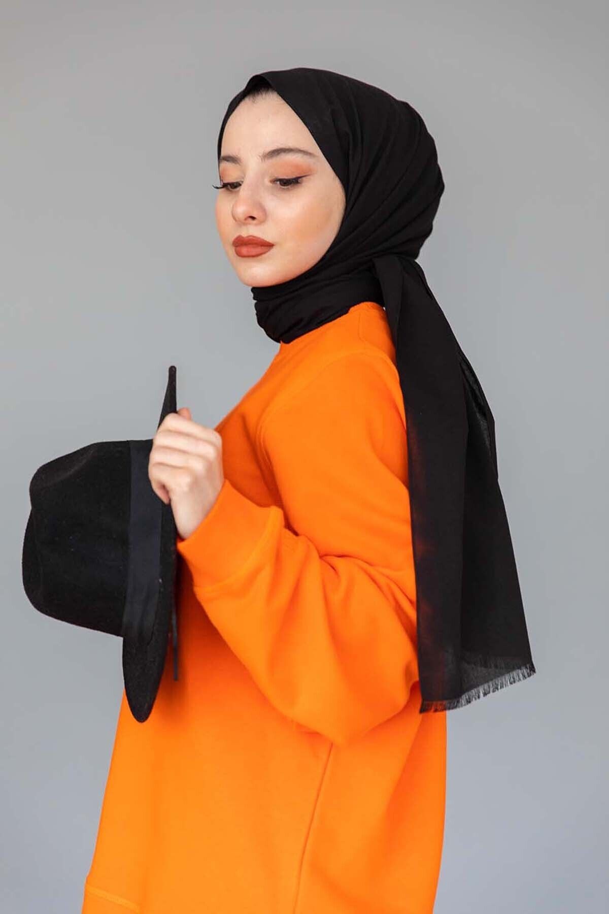 H&Ç Design Kadın Siyah Keten Şal