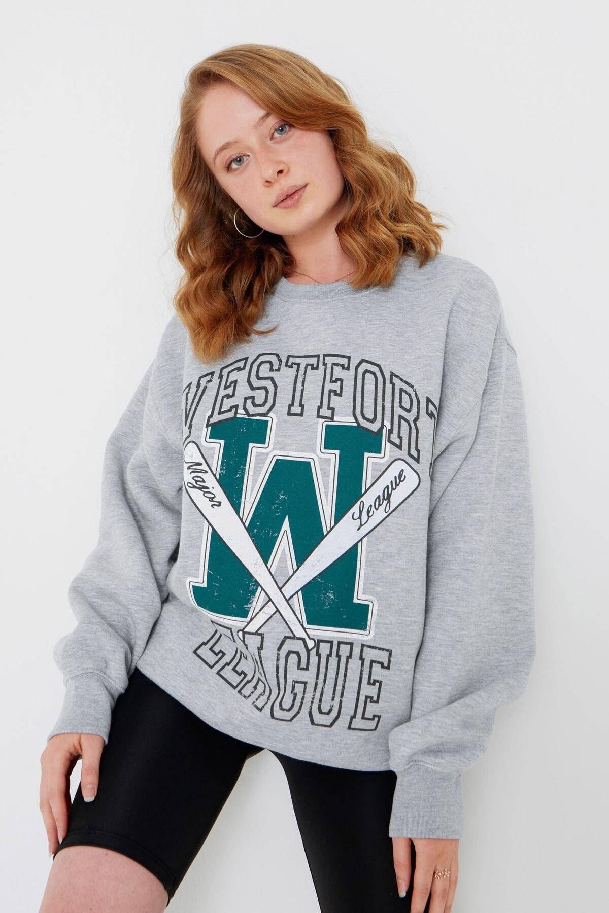 Addax Baskılı Sweatshirt S9554 - D6