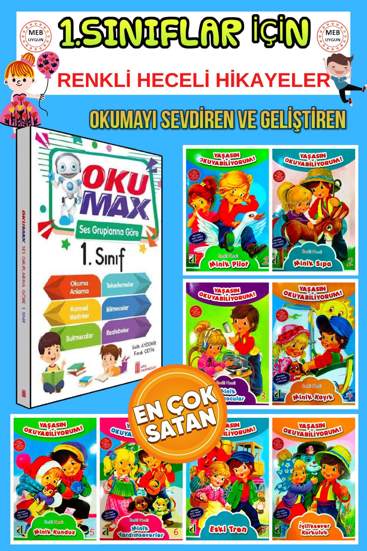 Ata Yayıncılık 1.sınıflar Için Oku-max Okuma Alışkanlığı Kazandıran Ve En Çok Satan Renkli Heceli Hikaye Seti