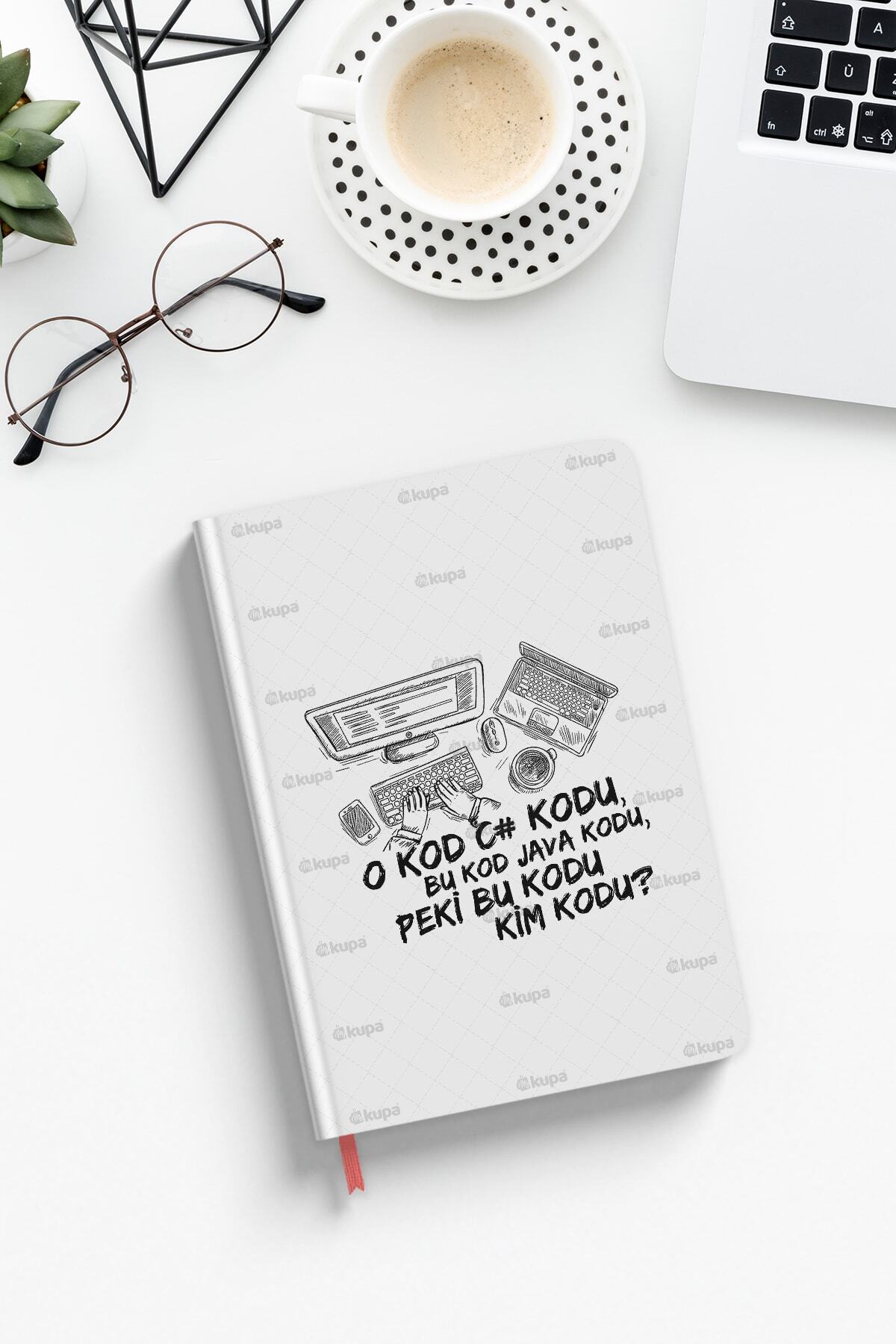 Mykupa Esprili Yazılımcı Baskılı Beyaz Defter Ajanda