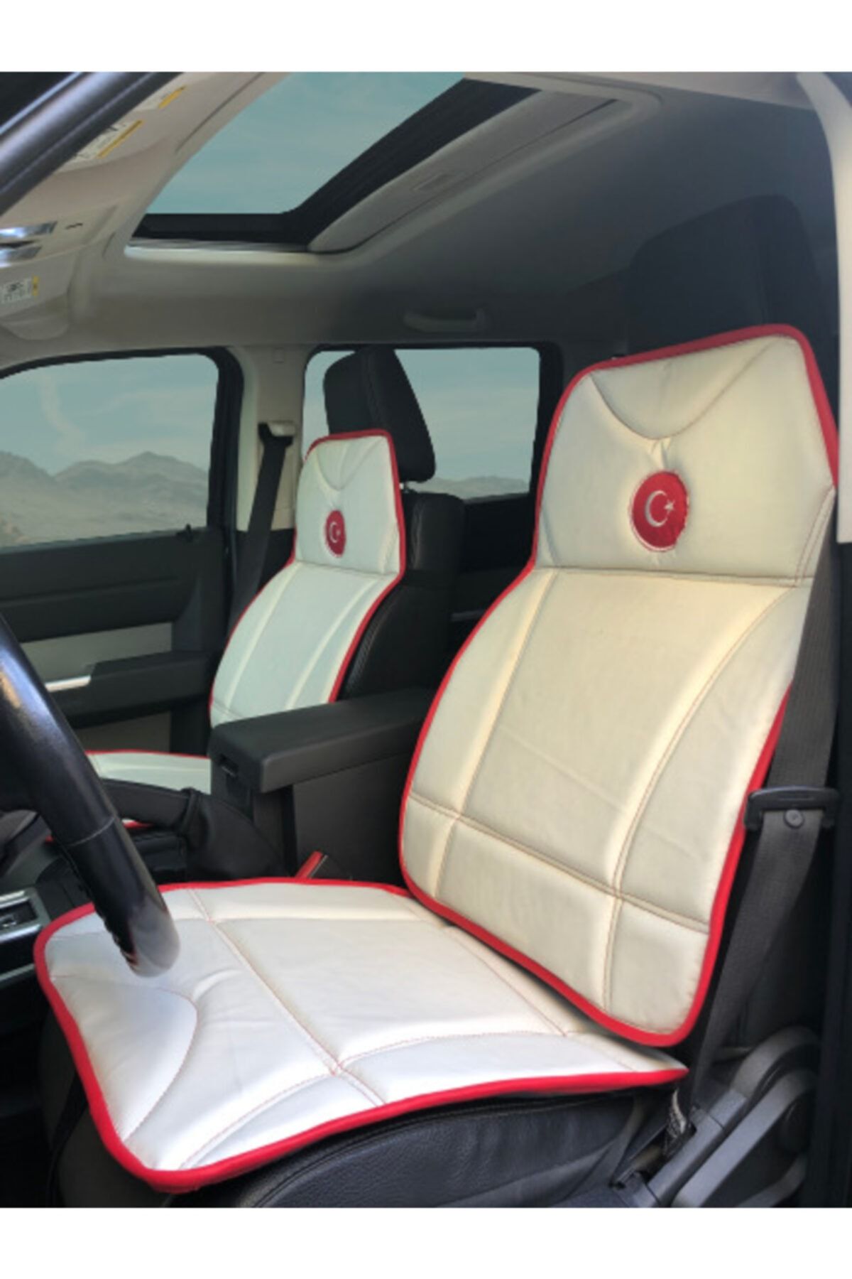 bluetick Oto Yağ Kir Tutmaz Deri Universal Koltuk Minderleri 2'li Set Beyaz Hmt011