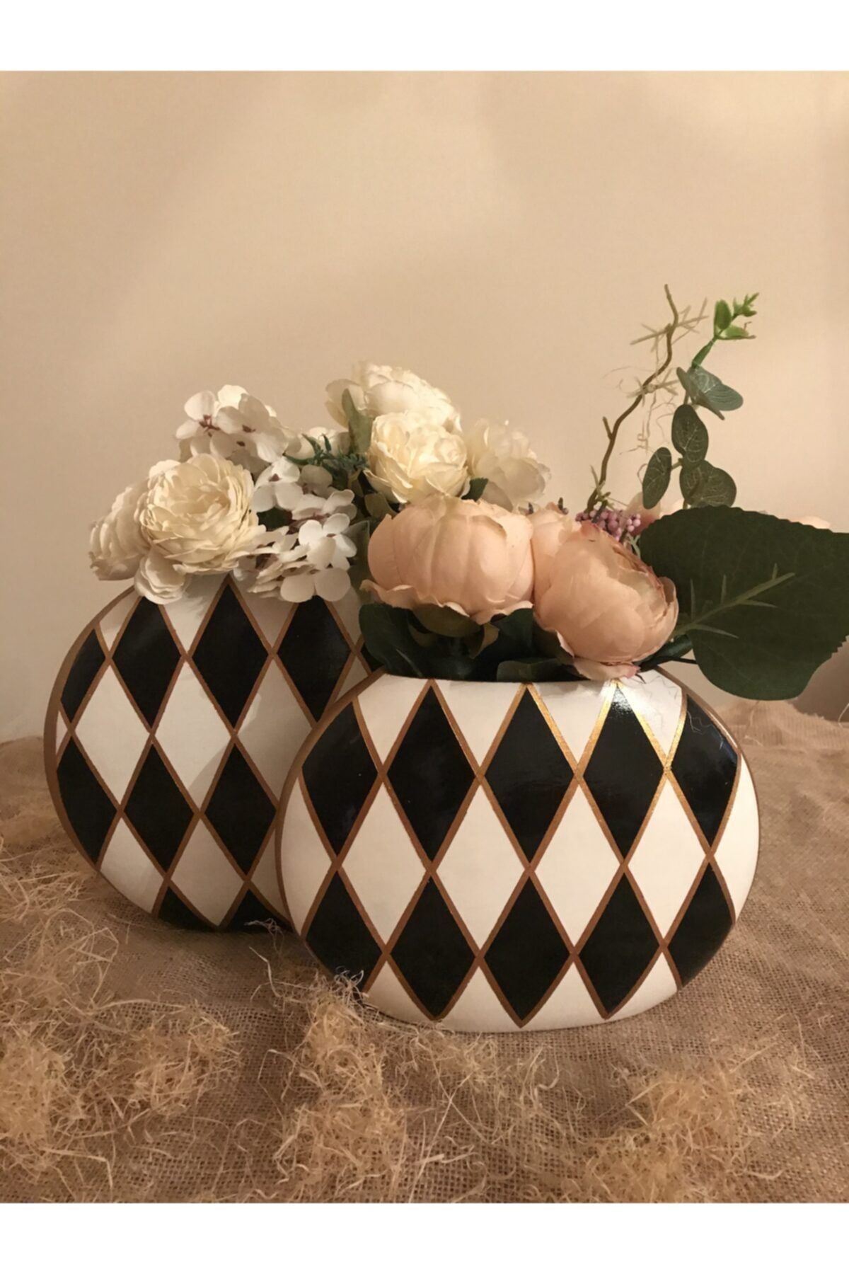 Doğa Home Design Seramik Yassı Vazo Ikili Set