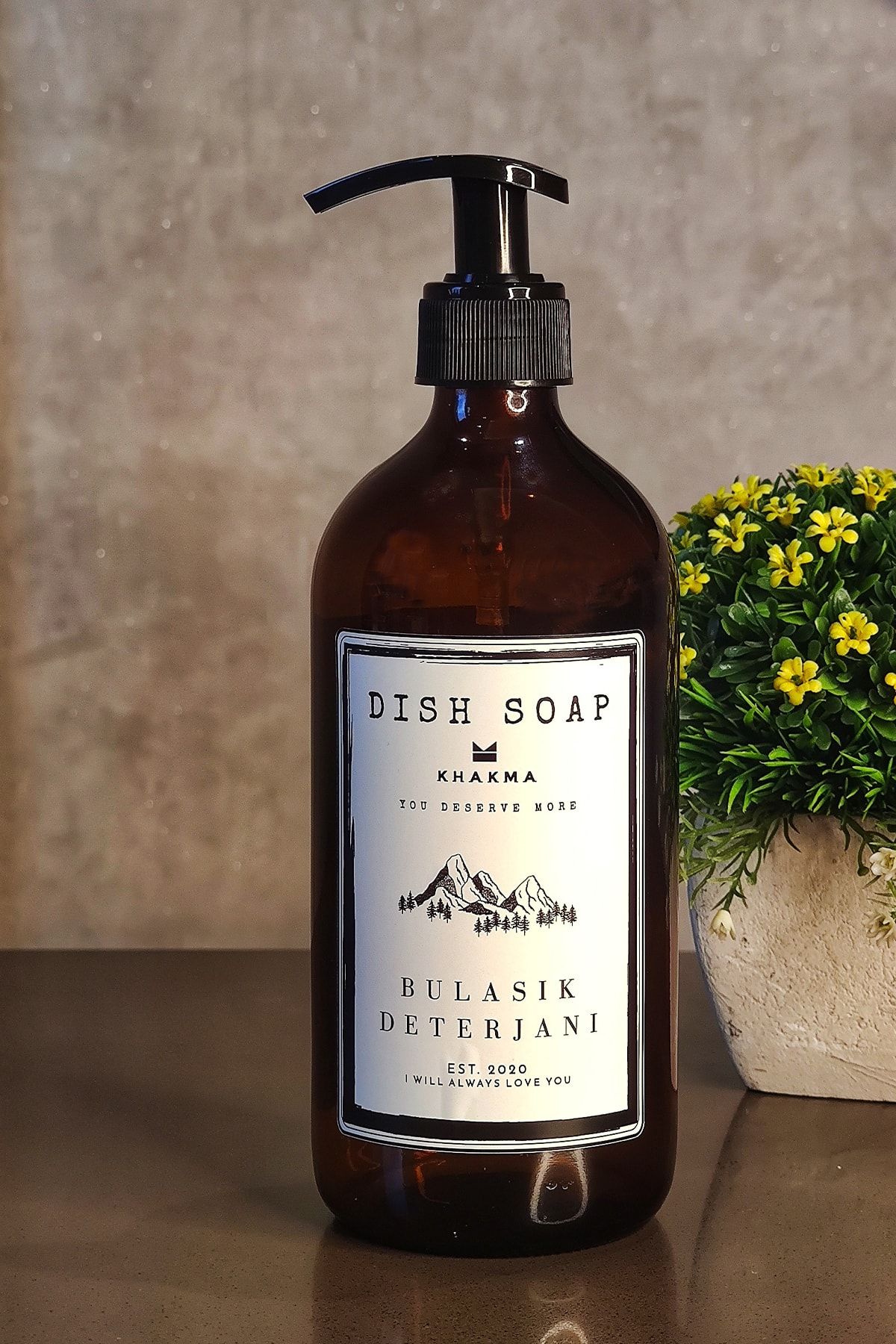 KHAKMA Modern Amber Cam Bulaşık Deterjanı Şisesi 500 ml Sıvı Deterjan Sabunluk Hand Wash Tdsqbos