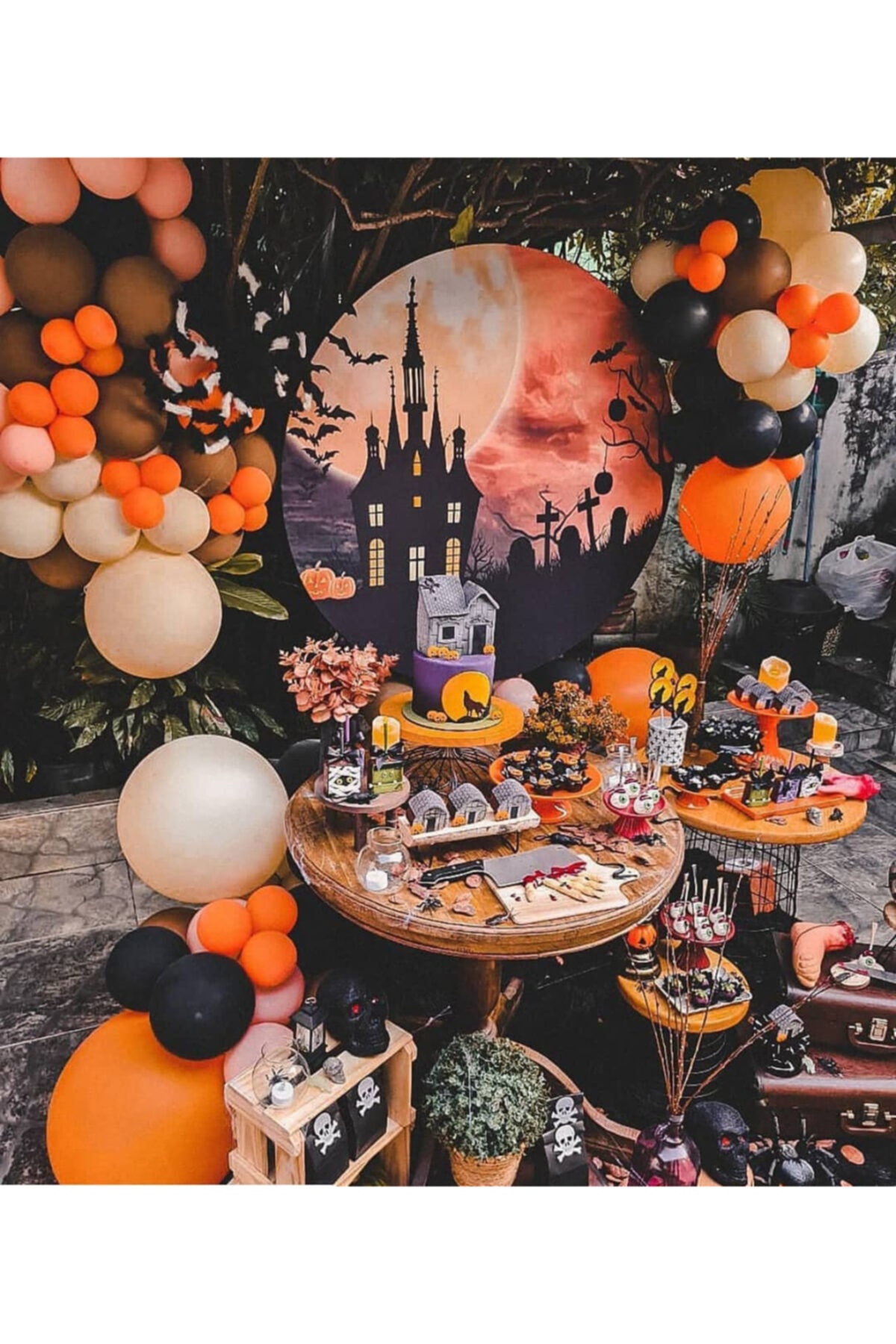 tmgrup Cadılar Bayramı Konspet 100 Adet Kahve, Turuncu, Ten, Siyah Balon Ve 5mt Balon Zinciri