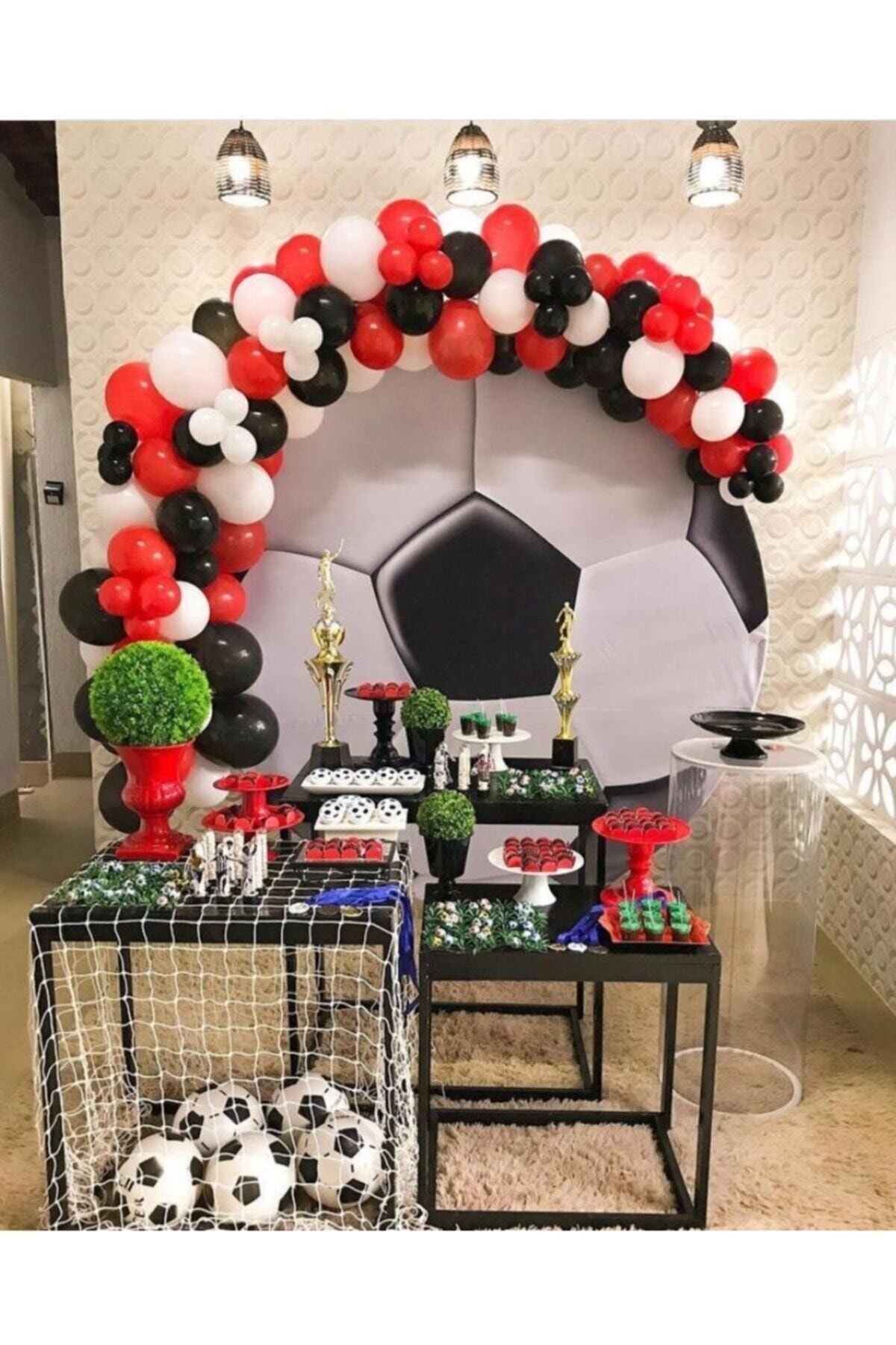 tmgrup Kırmızı Siyah Beyaz Balon Balon Zincir 100 Adet