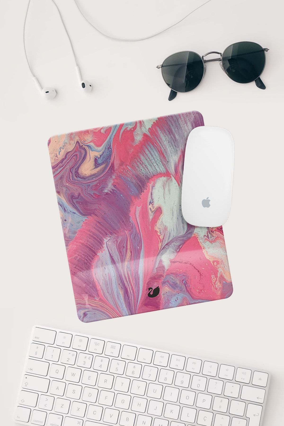 Kinder Garden Pembe Desenli Bilek Destekli Dikdörtgen Mouse Pad Mouse Altlığı
