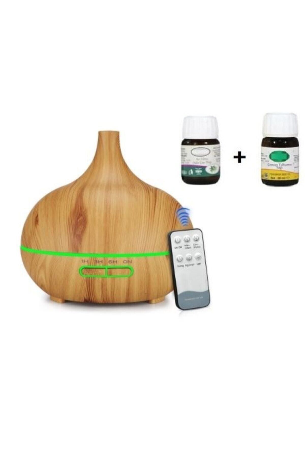 Kakusan Ultrasonik Aroma Zaman Ayarlı Hava Nemlendirici Aroma Difüzör Kumandalı Led Işıklı 550 Ml Sarı