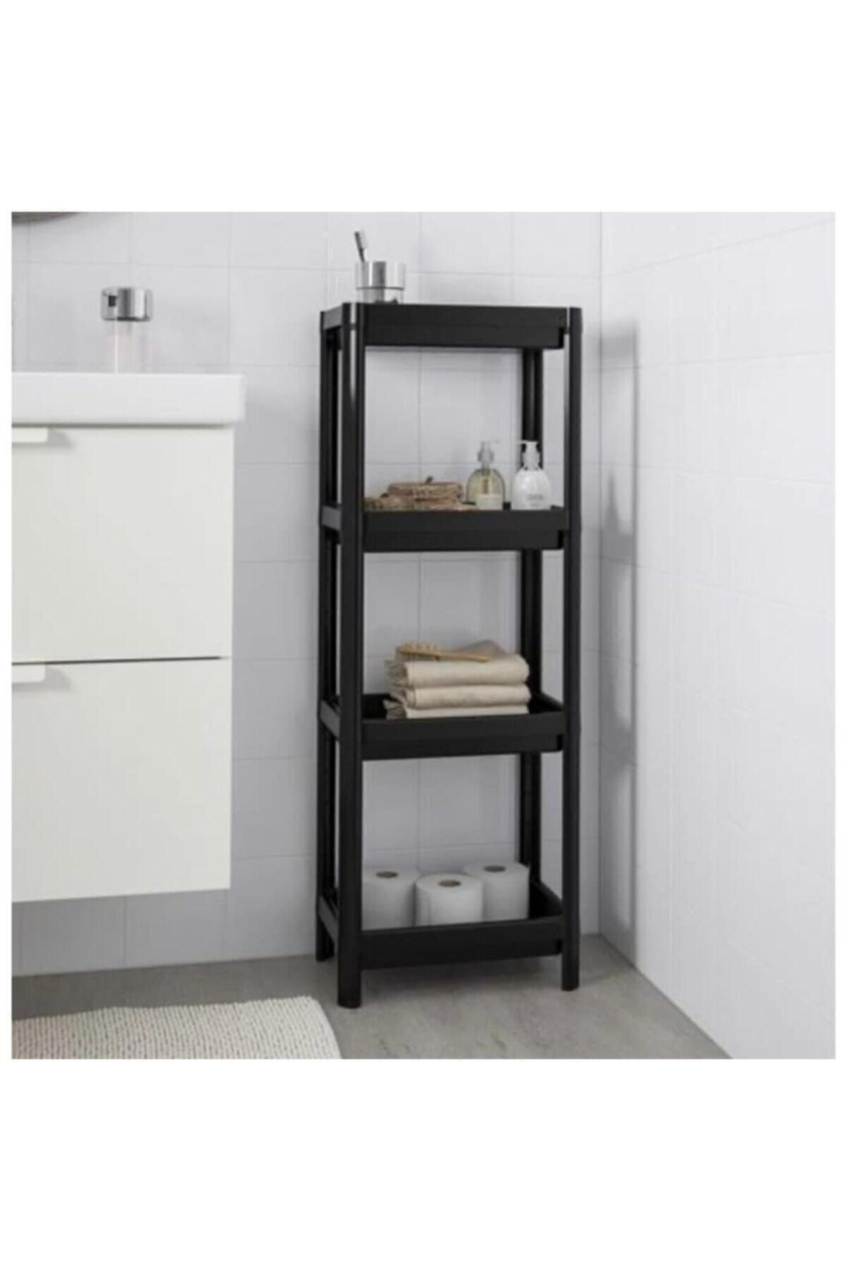 MEGA AVM Siyah Shelf Unit Banyo Mutfak Balkon Organizer Raf Dolap