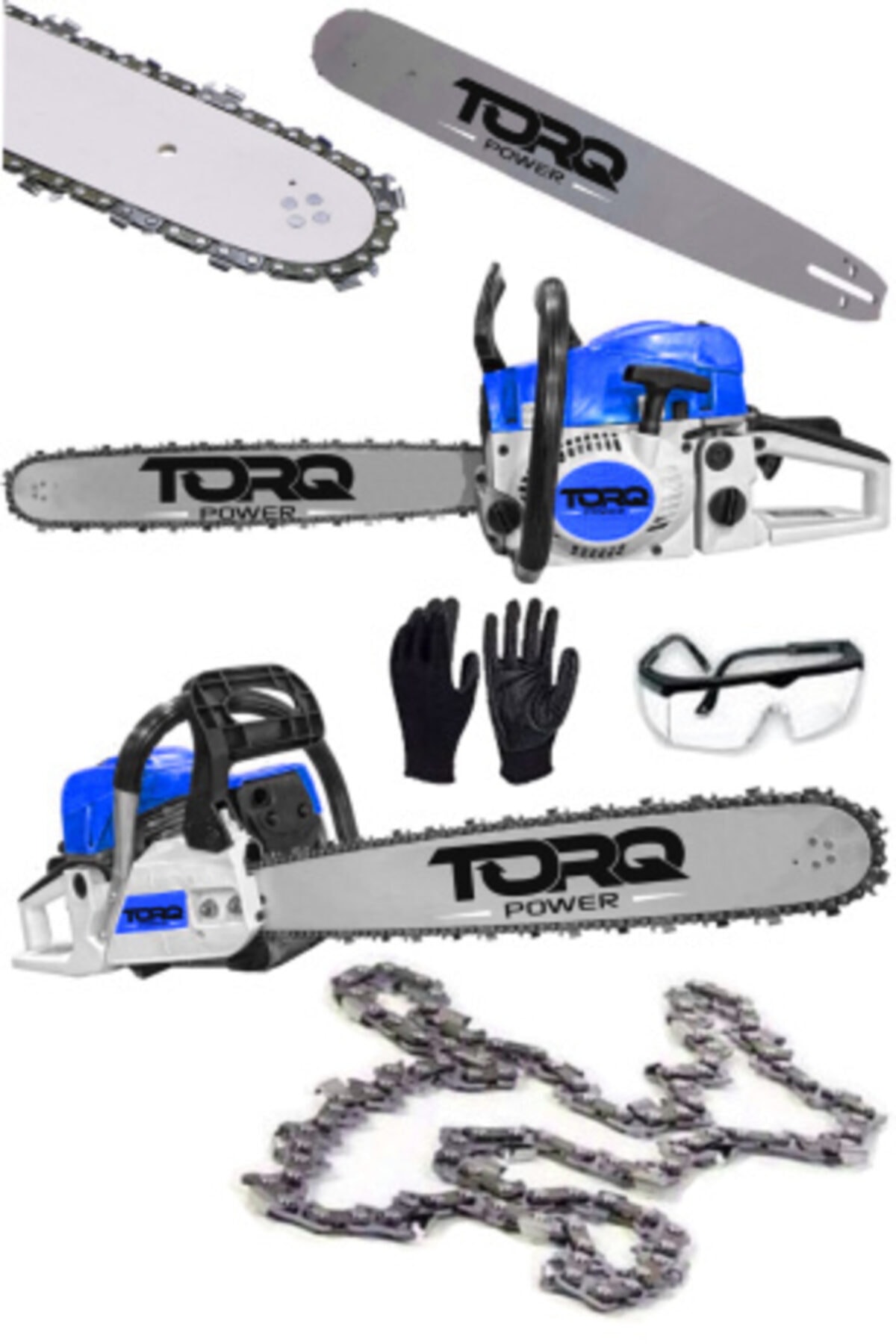 TORQ POWER New Turbo Motor 6.4 Hp Benzinli Zincirli Testere Ağaç Odun Kesim Motoru Zincir Hediyeli