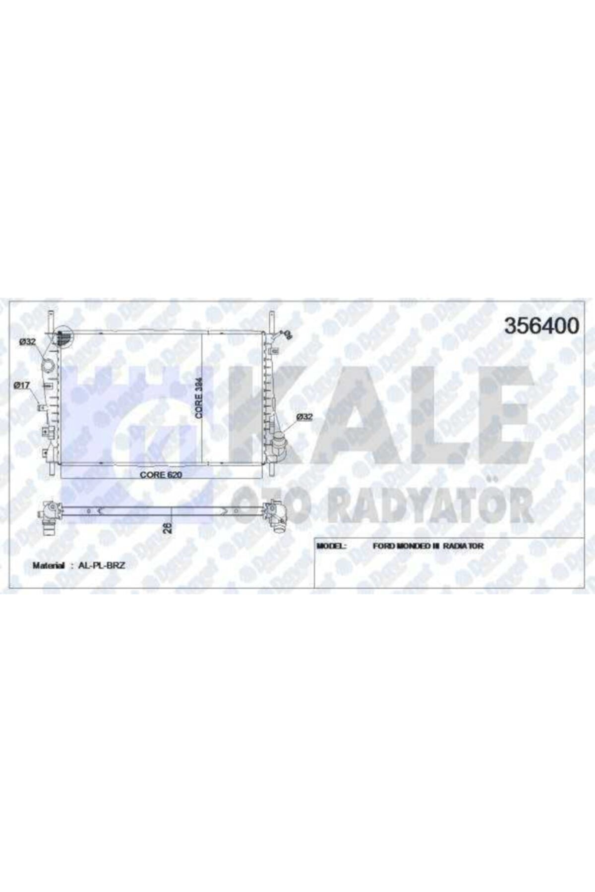 Parçafoni Su Radyatoru Mondeo 2.0d 01-07 Klımalı 350x538x16 Al-pl-brz Manuel