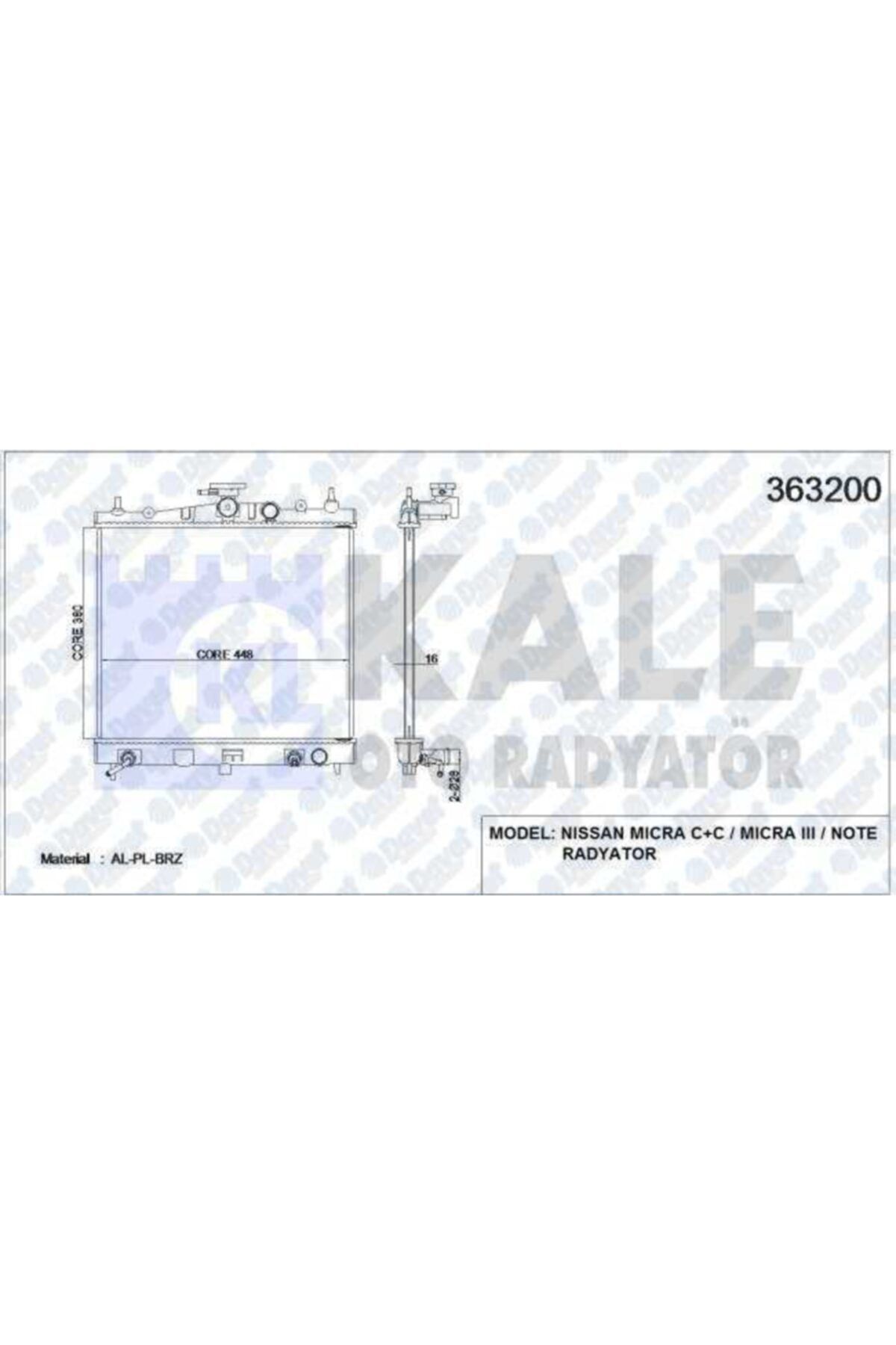 Parçafoni Su Radyatoru Nıssan Mıcra C+c-mıcra Iıı-note 500x381x16 Al/pl/brz Otomatık