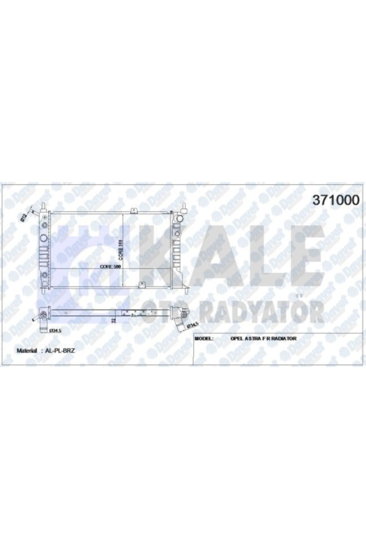 Parçafoni Su Radyatoru Astra F Al/pl/brz 590x358x32 Otomatık