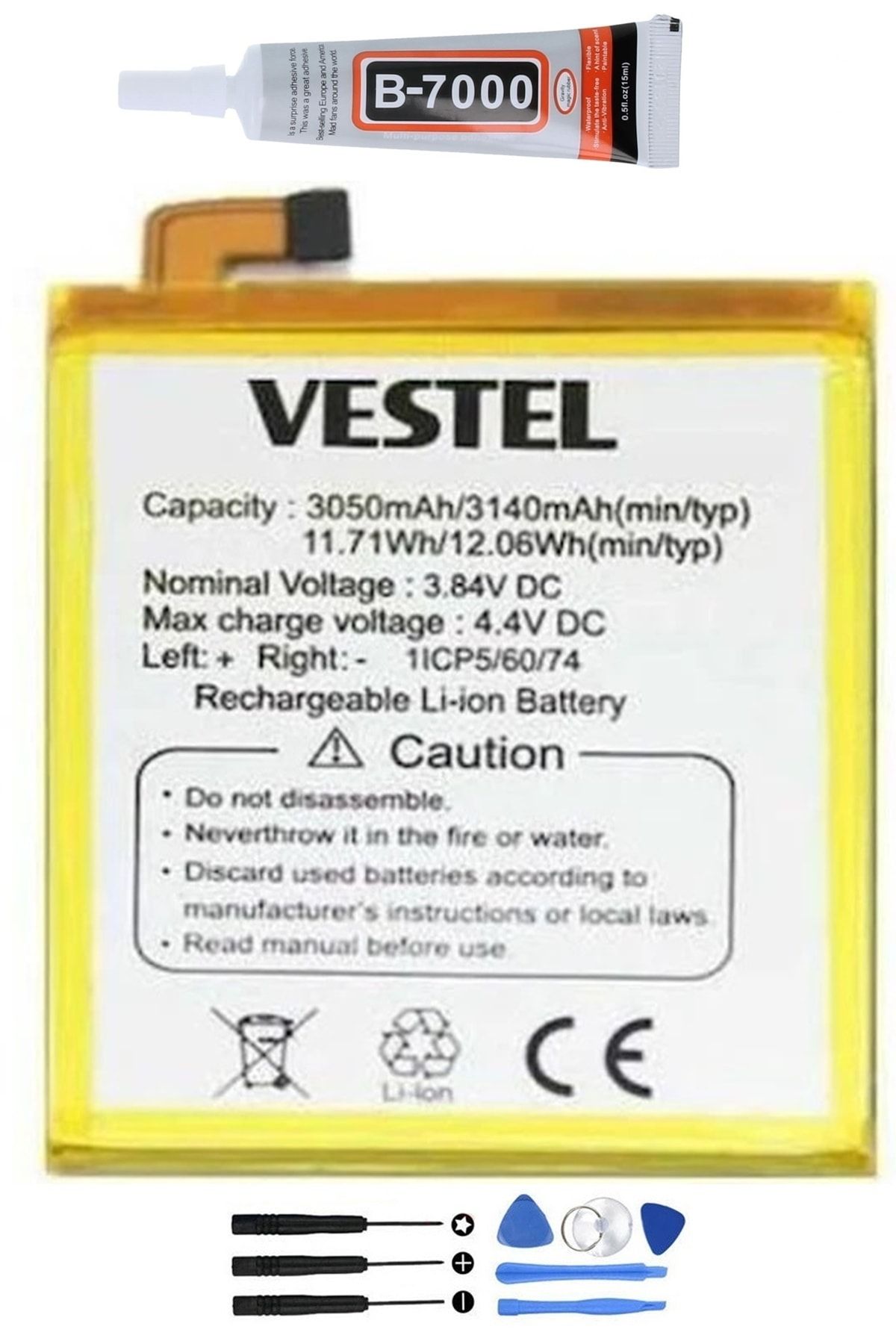 TURANTECH Tam Orjinal Vestel Venüs V6 Pil Batarya 3050 Mah Yeni Tarihli Garantili Ürün