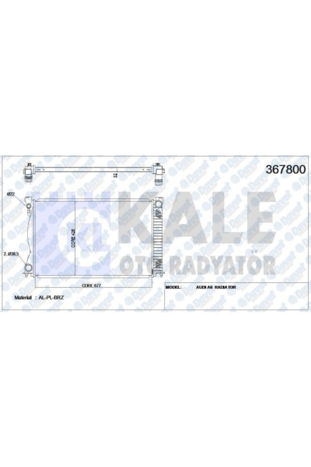 Parçafoni Su Radyatoru Audı A6 2.7tdı-3.0tdı 05-11 Otomatık 675x445x32 Al-pl-brz Otomatık