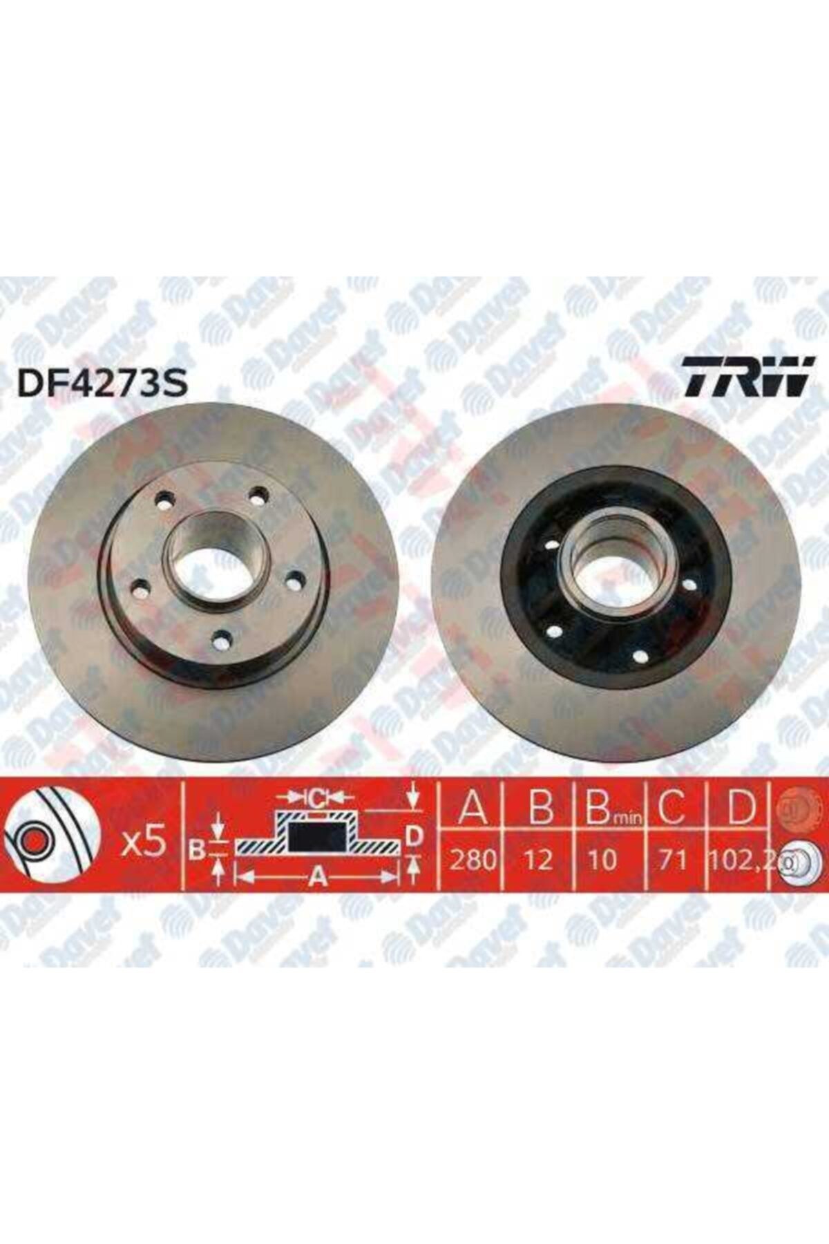 Parçafoni Fren Dıskı Arka Rulmansız 280mm Renault Trafıc Opel Vıvaro 1.9 2.5dcı 03
