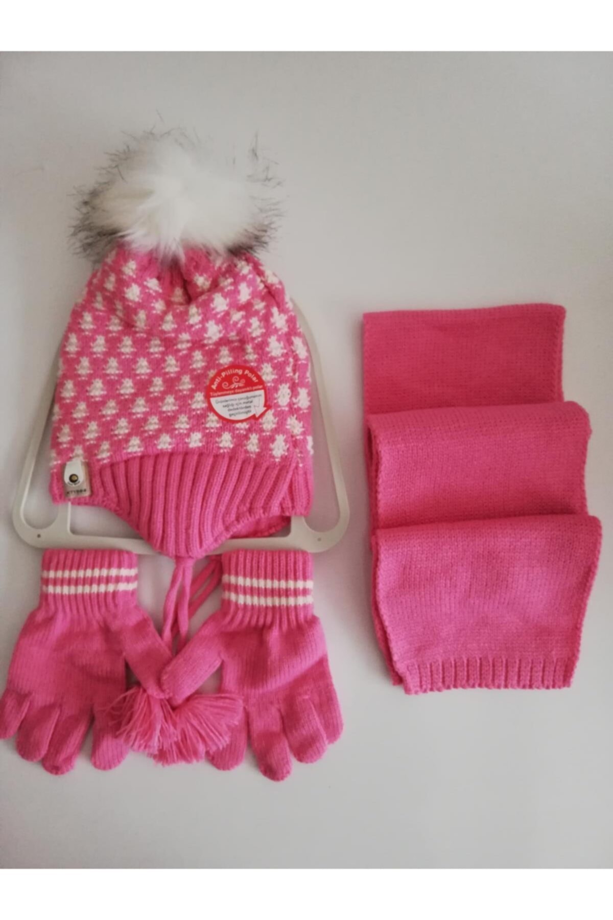 Kitti Kız Çocuk Atkı Bere Eldiven Üçlü Takım K2170-07