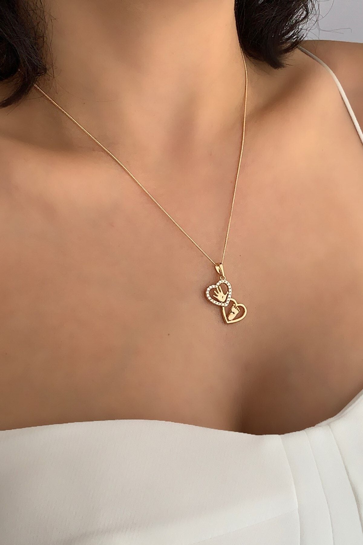 Çlk Accessories Özel Seri Zirkon Taş Anne Bebek Kolye Trkolye5774 B37003