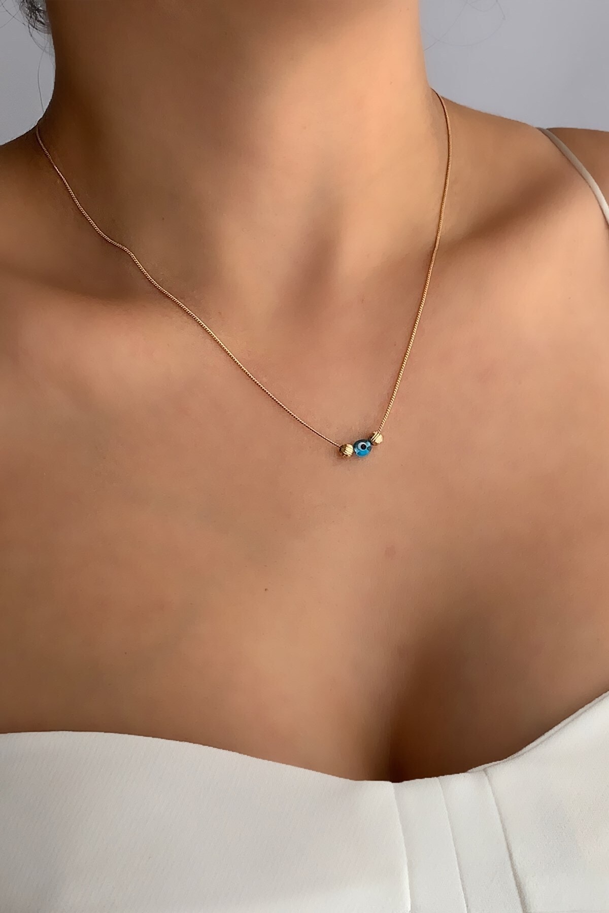 Çlk Accessories Özel Seri Minik Nazar Boncuklu Kolye Trkolye5772 B36003