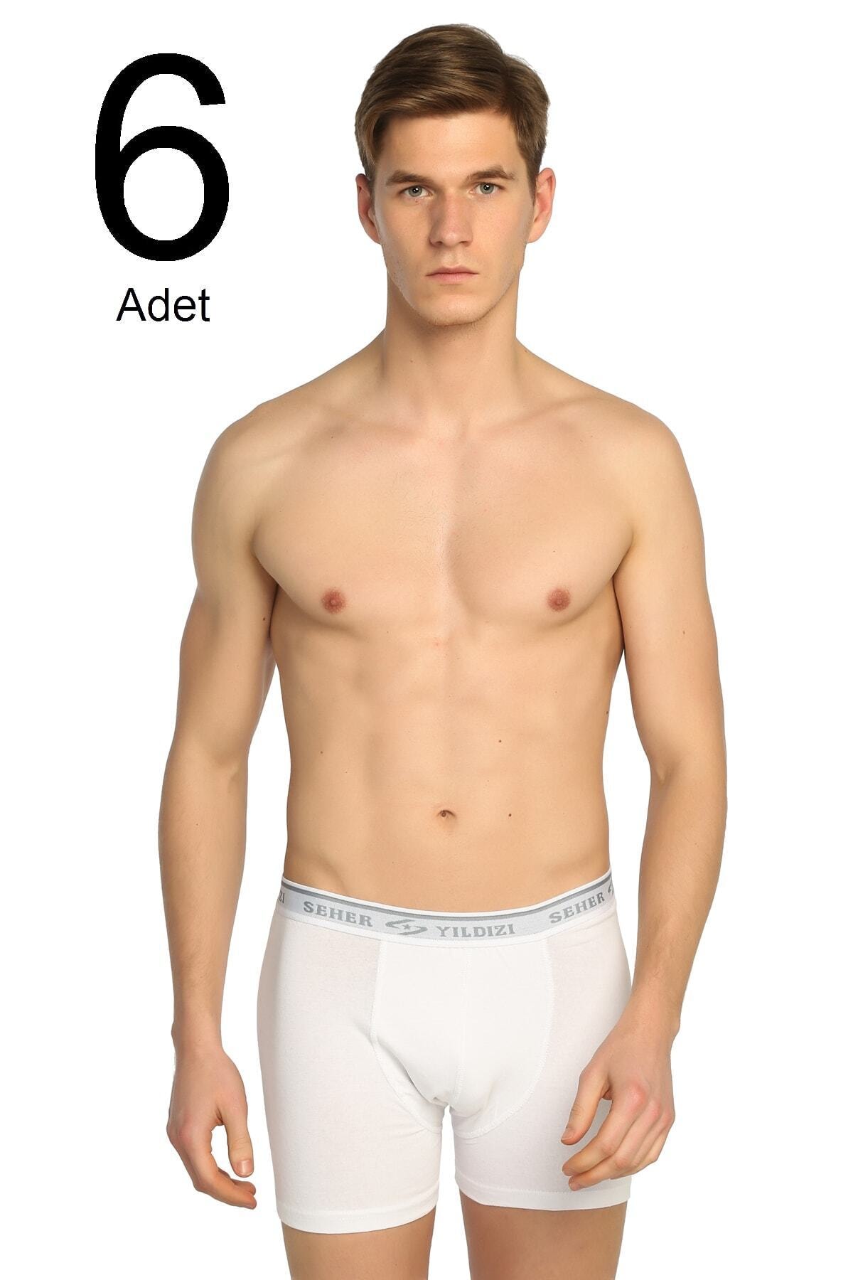 Seher Erkek Beyaz 6'lı Paket likralı Boxer ELF568S0060CCM6