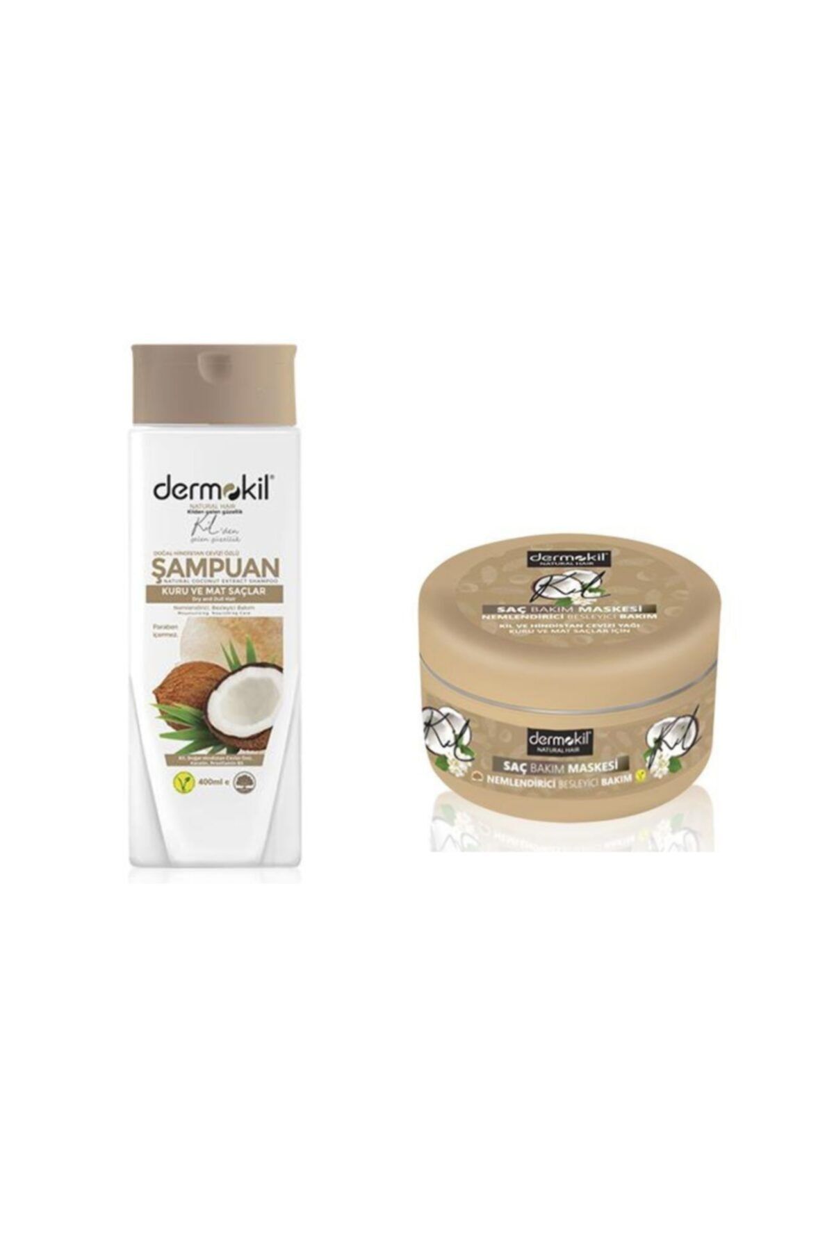 Dermokil Vegan Hindistan Cevizi Özlü Bitkisel Şampuan +vegan Kil Ve Hindistan Cevizi Doğal Saç Maskesi 300 Ml